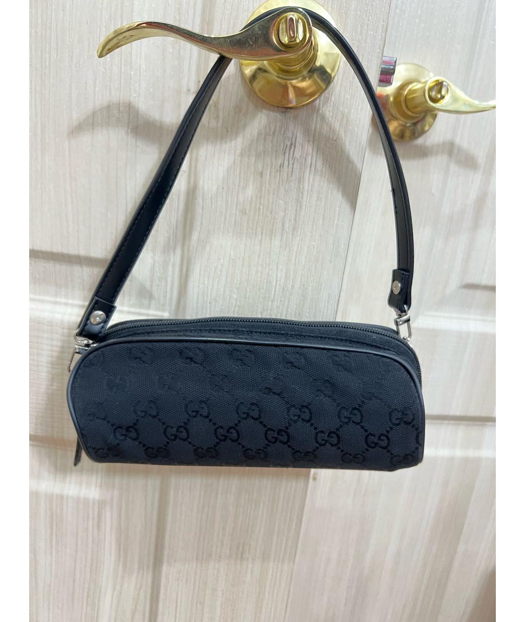 GUCCI Черная тканевая сумка с короткими ручками, фото 3