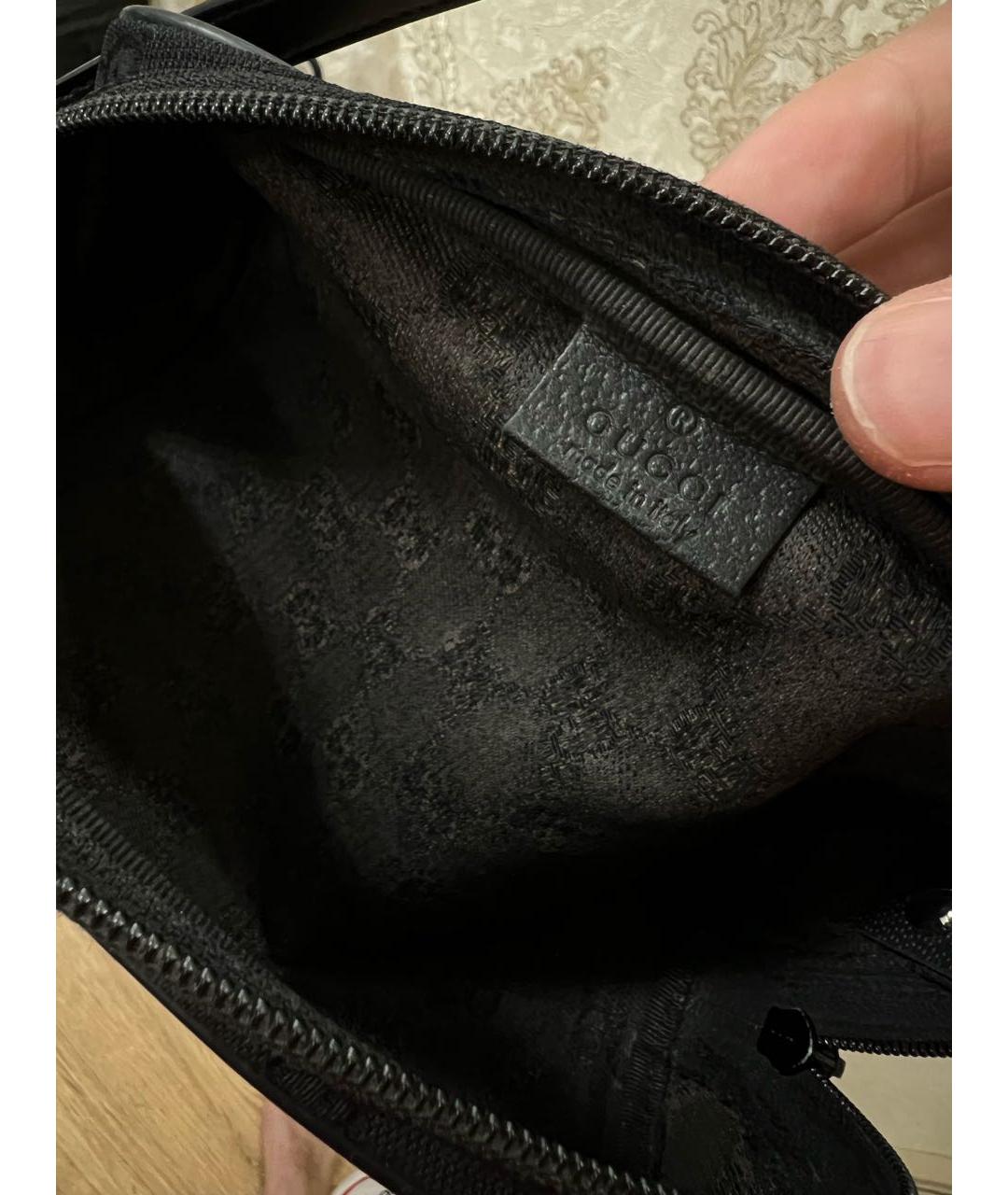 GUCCI Черная тканевая сумка с короткими ручками, фото 4