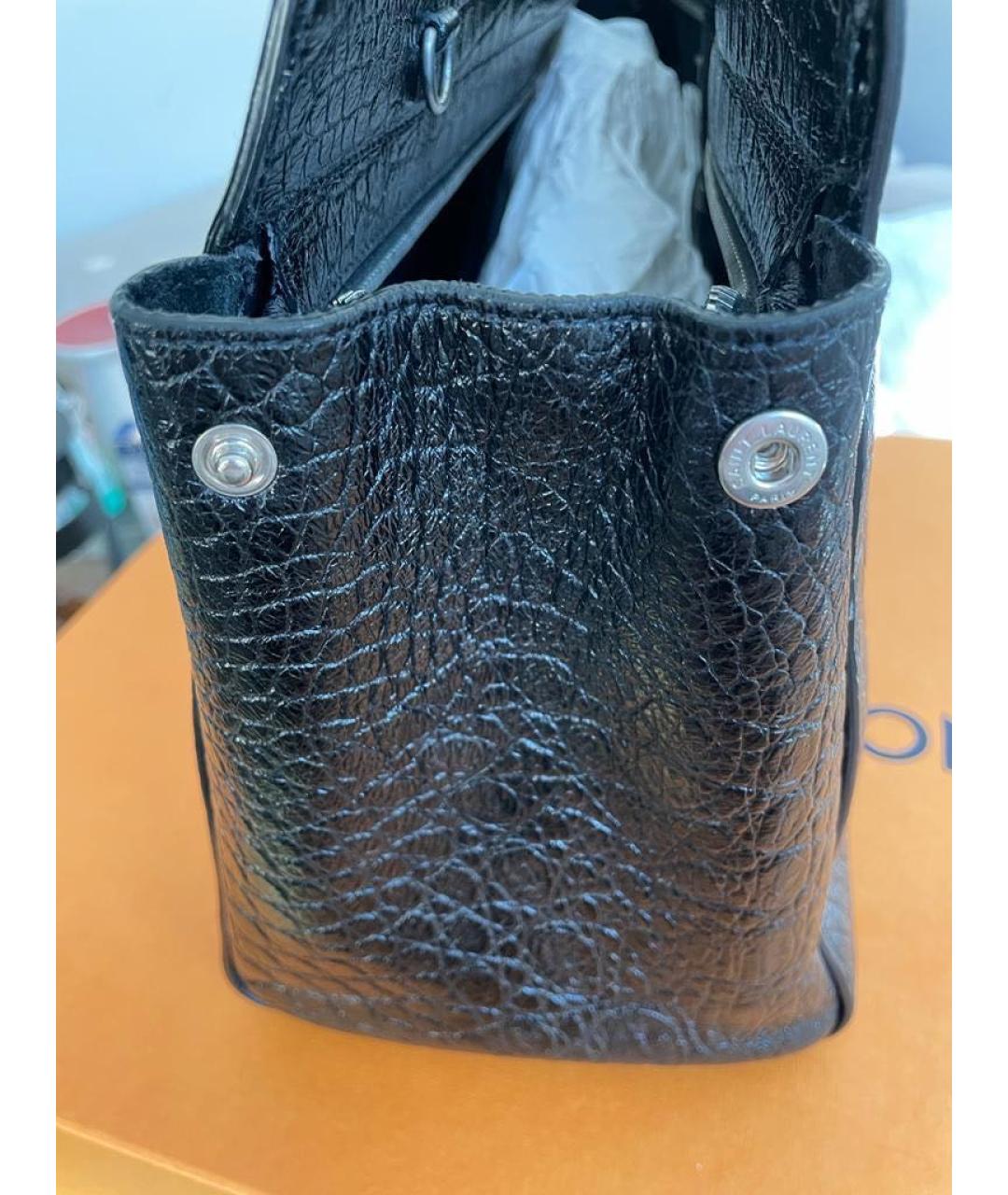 SAINT LAURENT Черная кожаная сумка с короткими ручками, фото 6