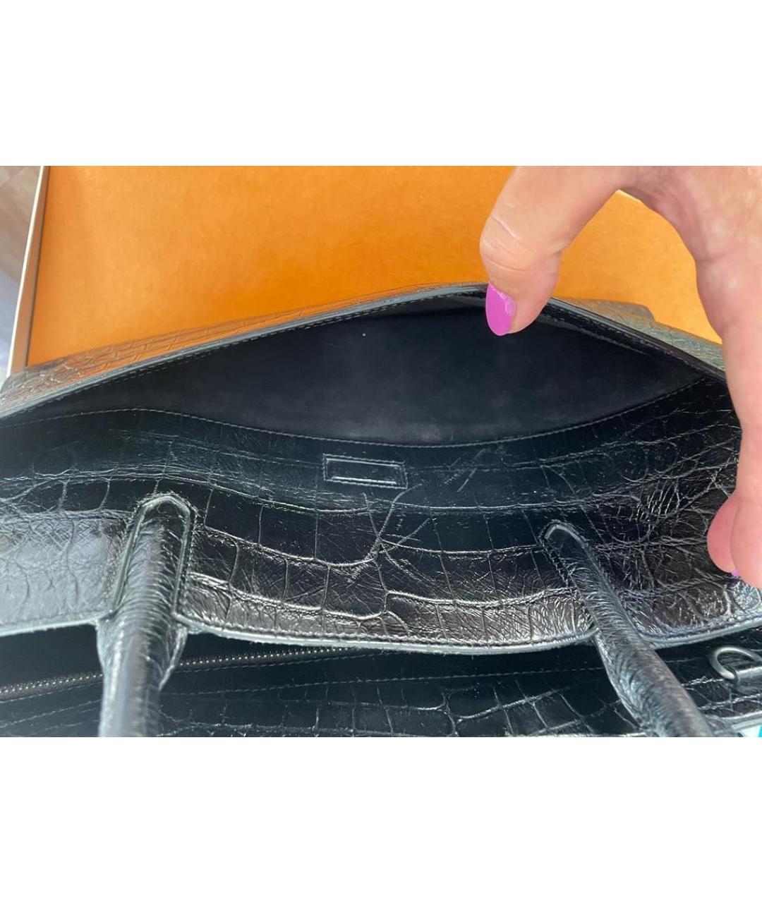 SAINT LAURENT Черная кожаная сумка с короткими ручками, фото 5