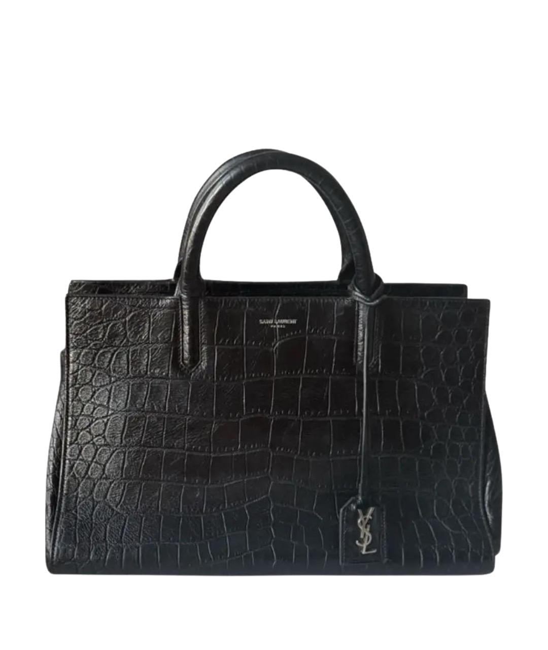 SAINT LAURENT Черная кожаная сумка с короткими ручками, фото 1