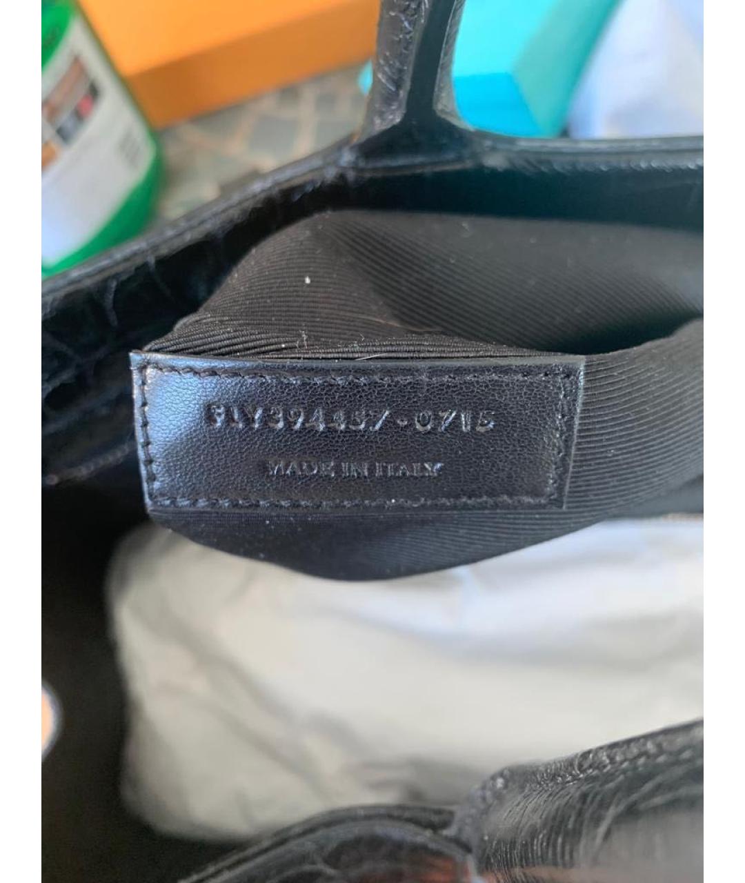 SAINT LAURENT Черная кожаная сумка с короткими ручками, фото 4