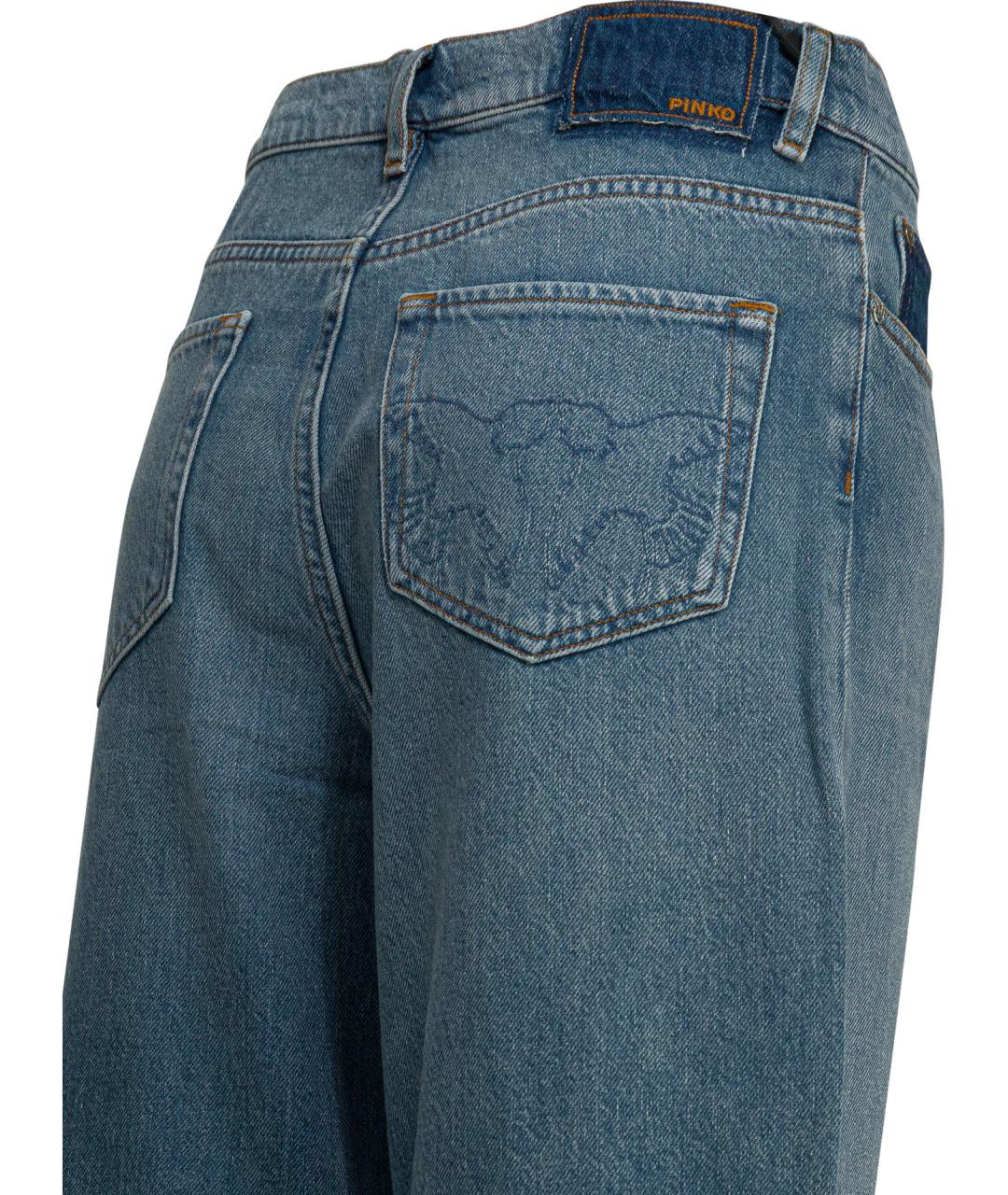 PINKO Голубые хлопковые прямые джинсы, фото 3