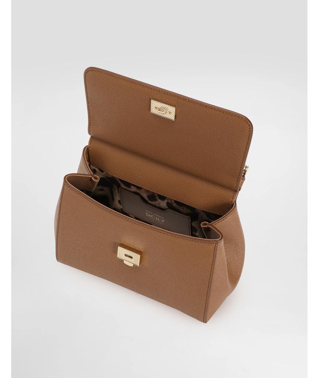 DOLCE&GABBANA Коричневая кожаная сумка с короткими ручками, фото 2