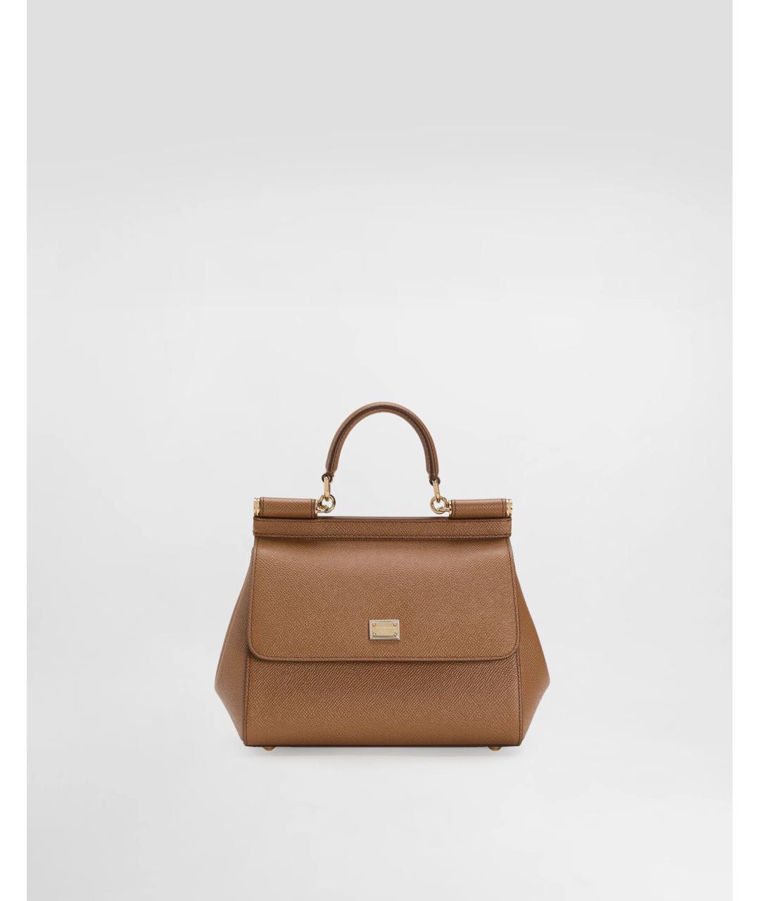 DOLCE&GABBANA Коричневая кожаная сумка с короткими ручками, фото 5