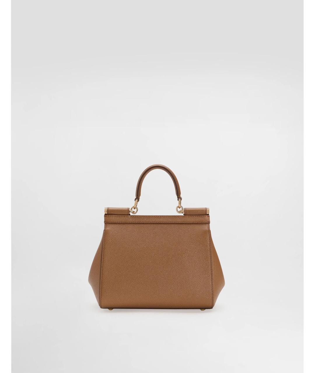 DOLCE&GABBANA Коричневая кожаная сумка с короткими ручками, фото 4