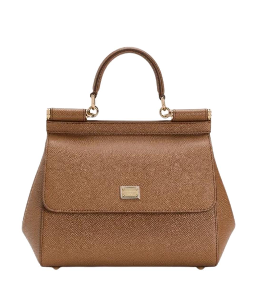 DOLCE&GABBANA Коричневая кожаная сумка с короткими ручками, фото 1