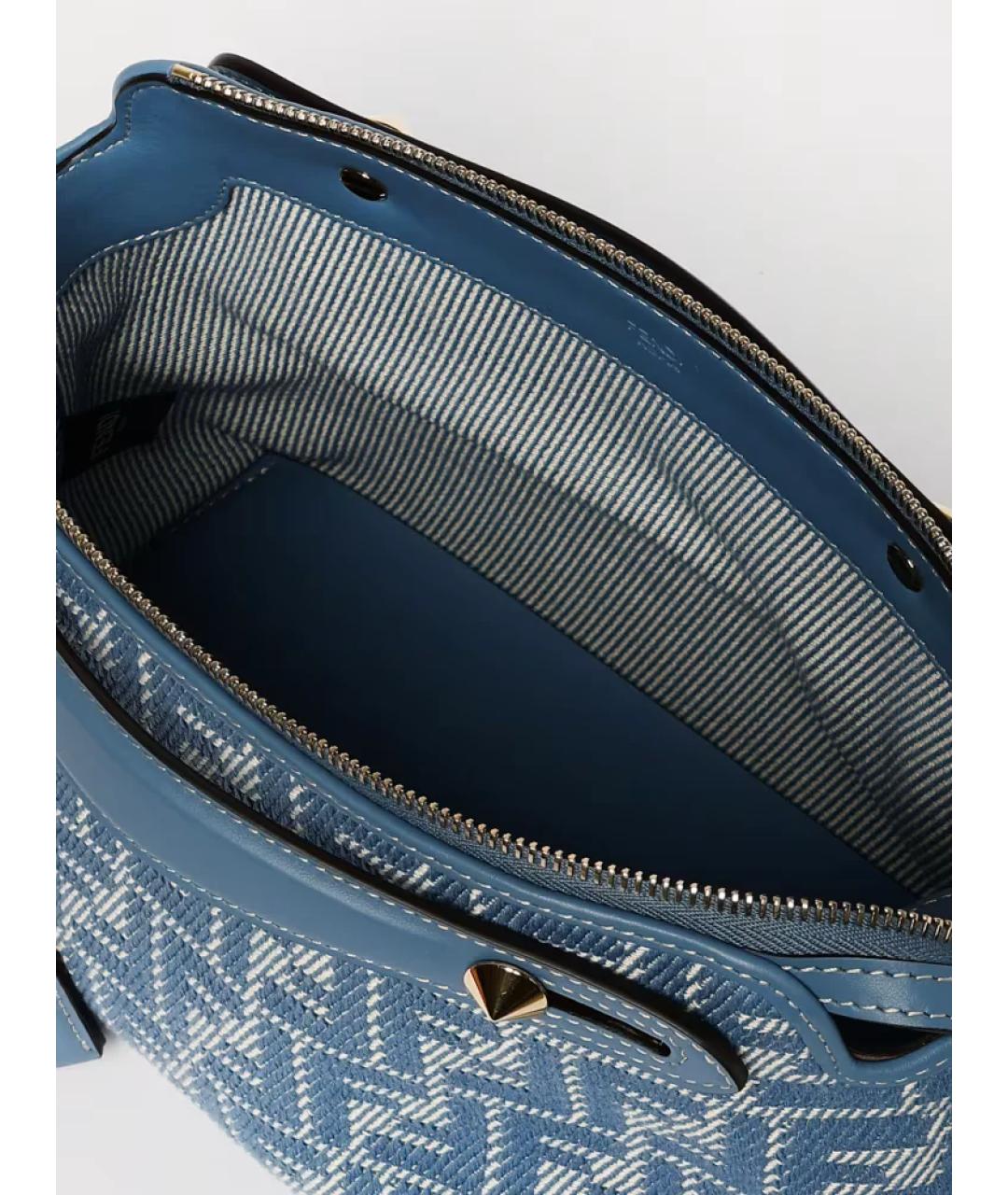 FENDI Голубая кожаная сумка с короткими ручками, фото 3