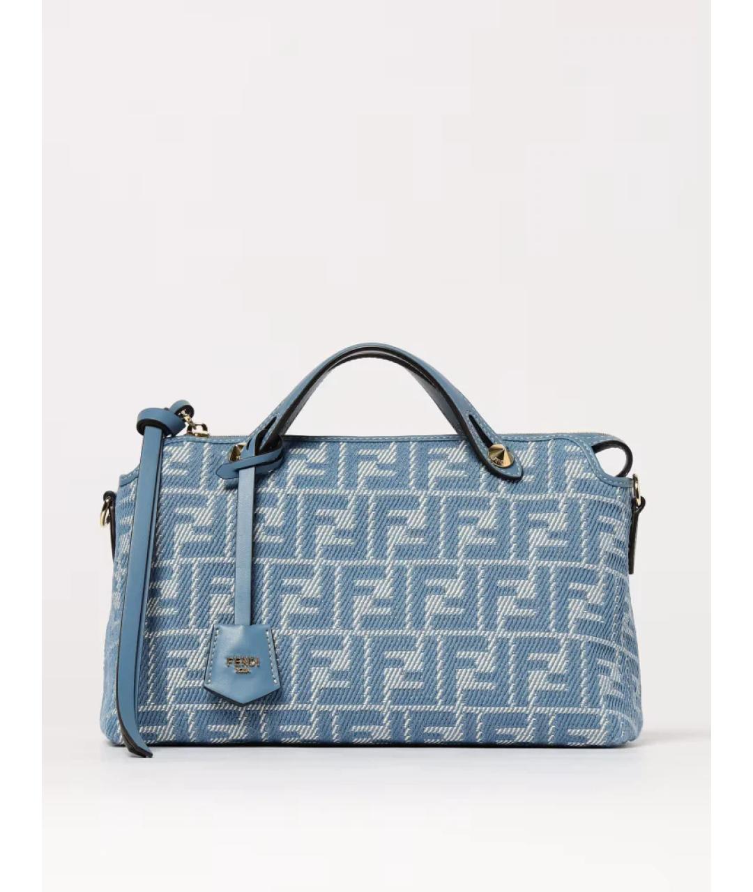 FENDI Голубая кожаная сумка с короткими ручками, фото 4