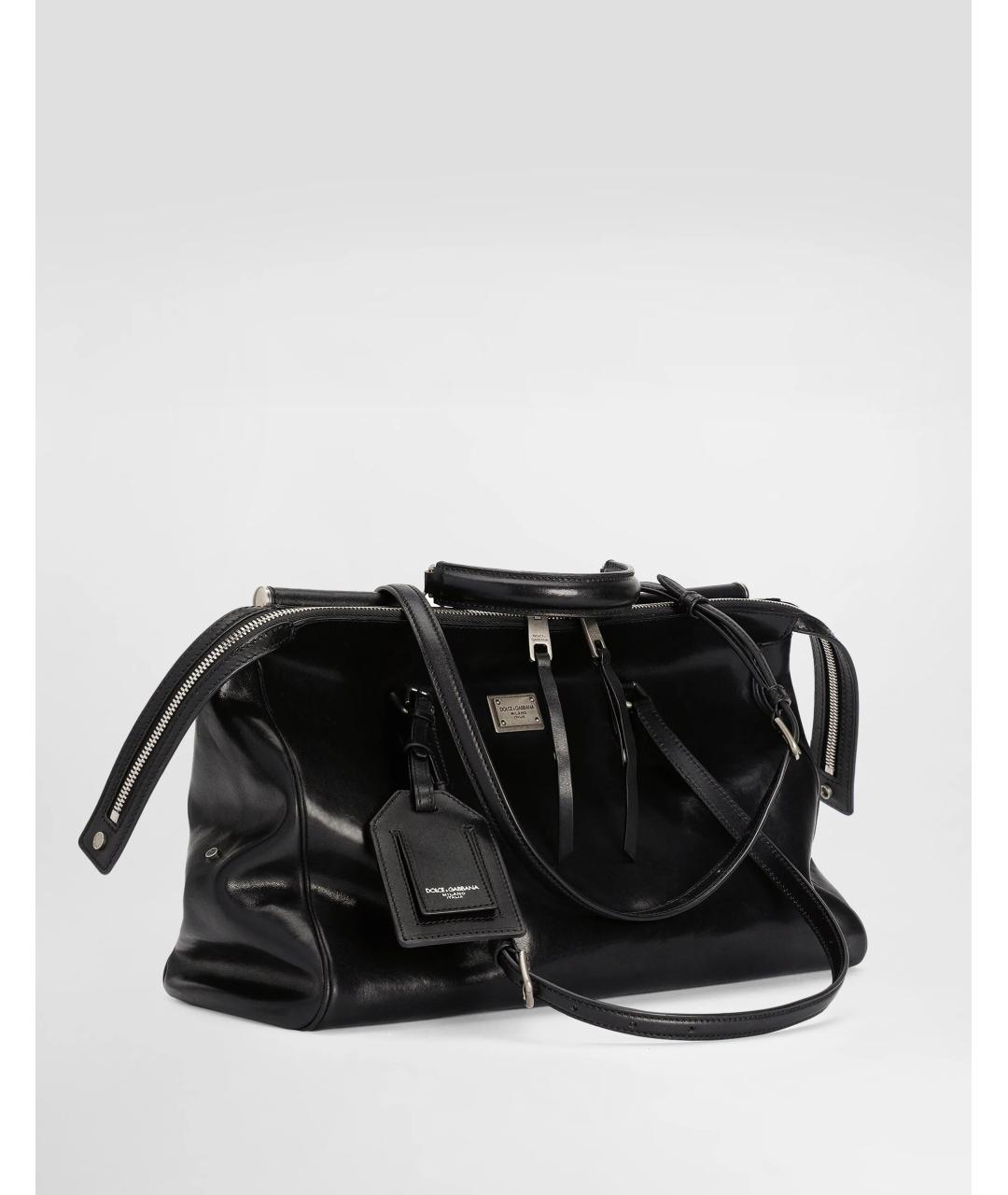 DOLCE&GABBANA Черная кожаная сумка тоут, фото 3