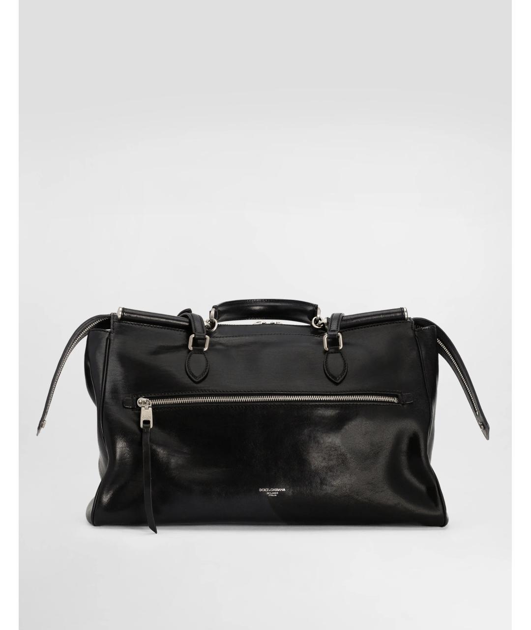 DOLCE&GABBANA Черная кожаная сумка тоут, фото 4