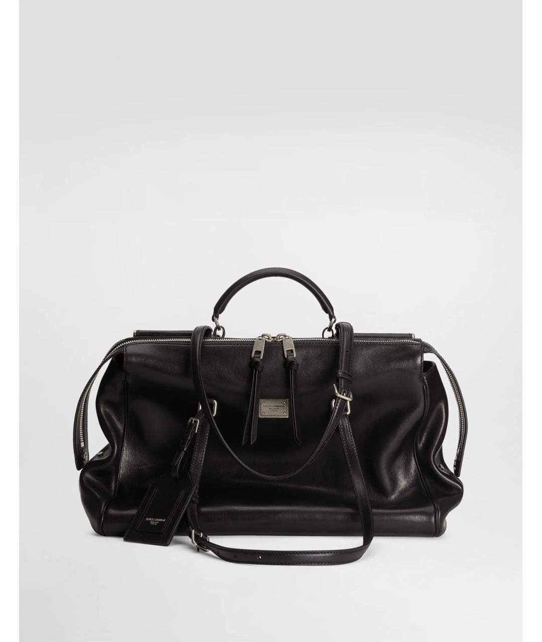 DOLCE&GABBANA Черная кожаная сумка тоут, фото 5