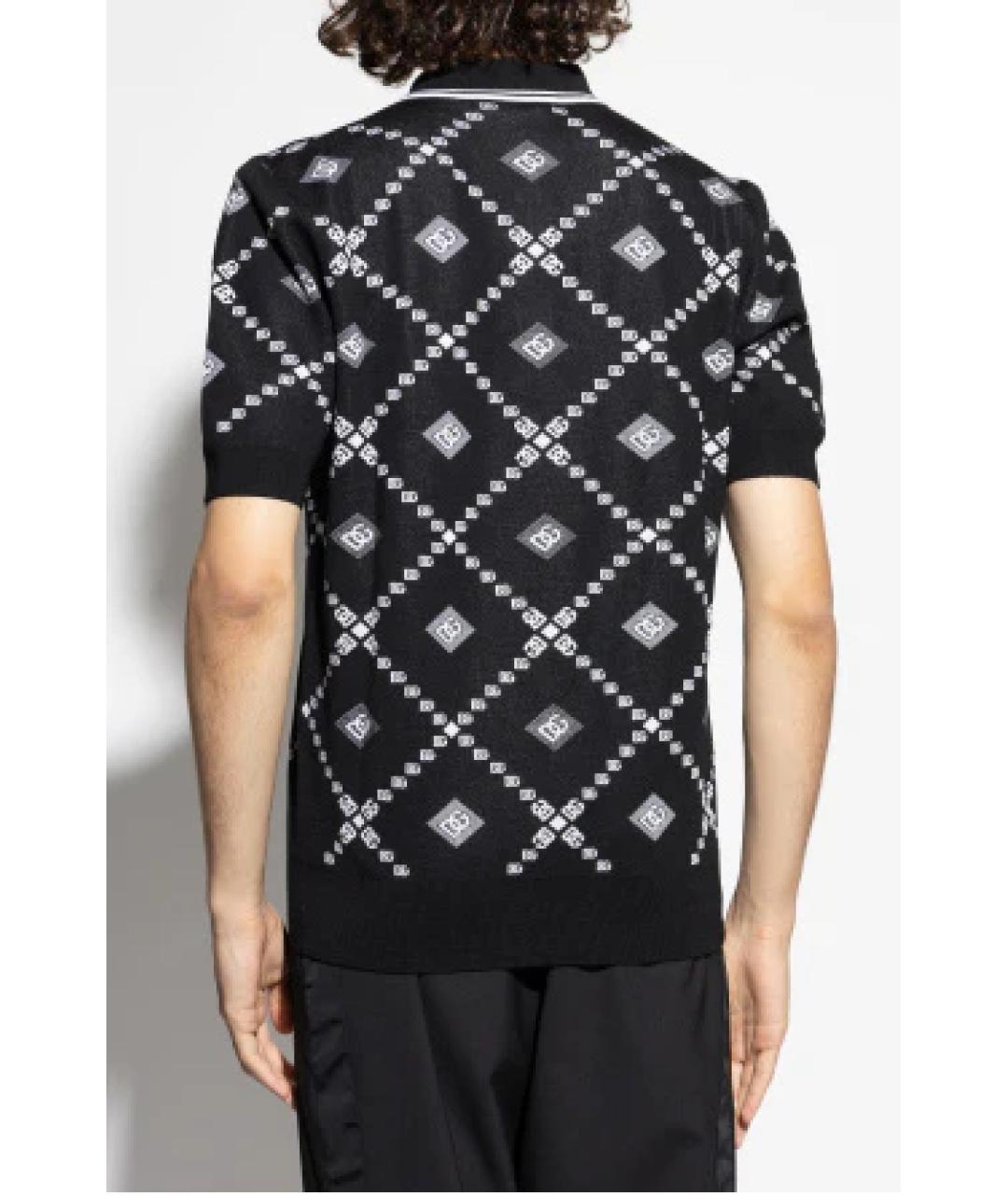 DOLCE&GABBANA Черное хлопко-шерстяное поло с коротким рукавом, фото 3