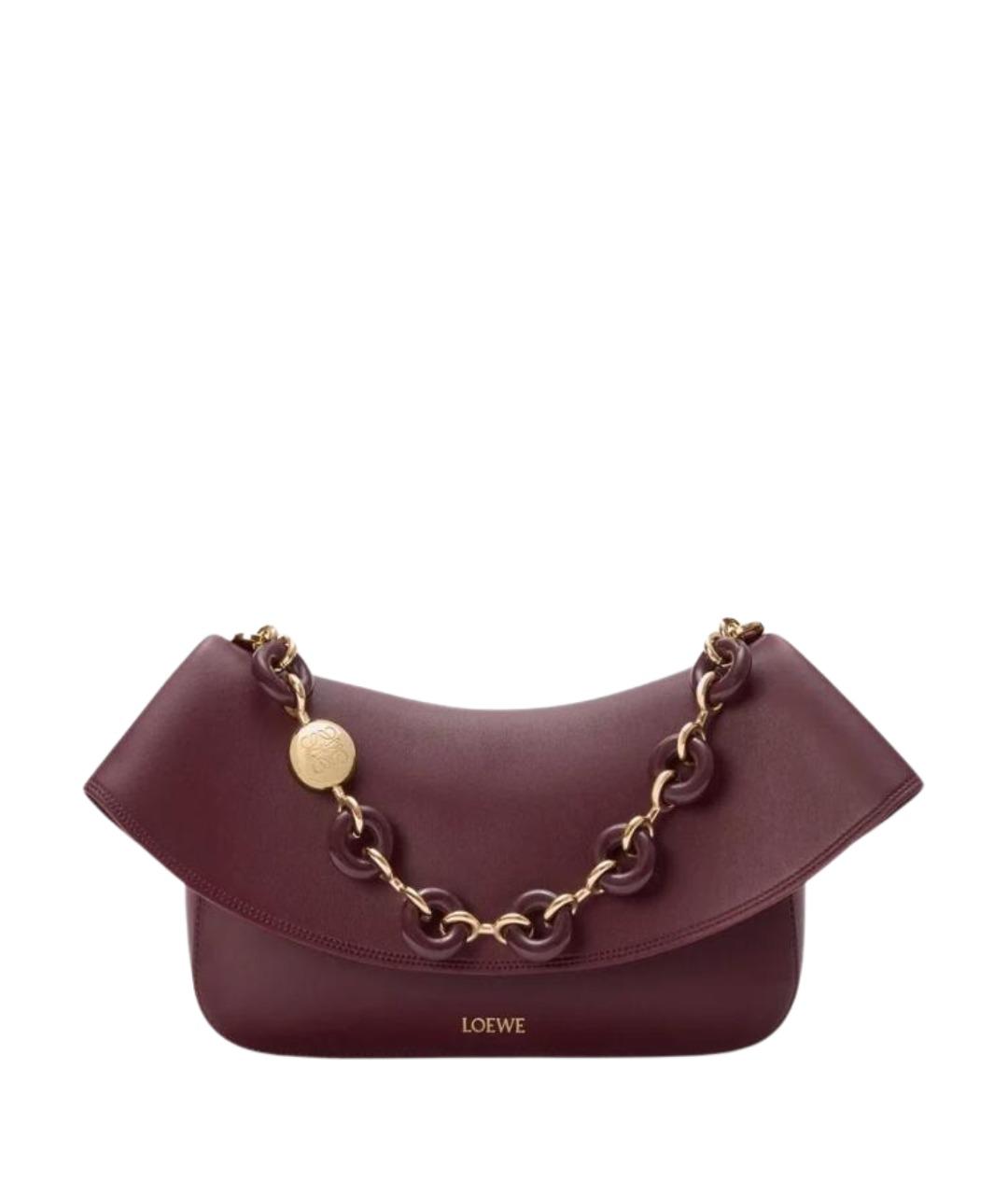 LOEWE Бордовая кожаная сумка через плечо, фото 1