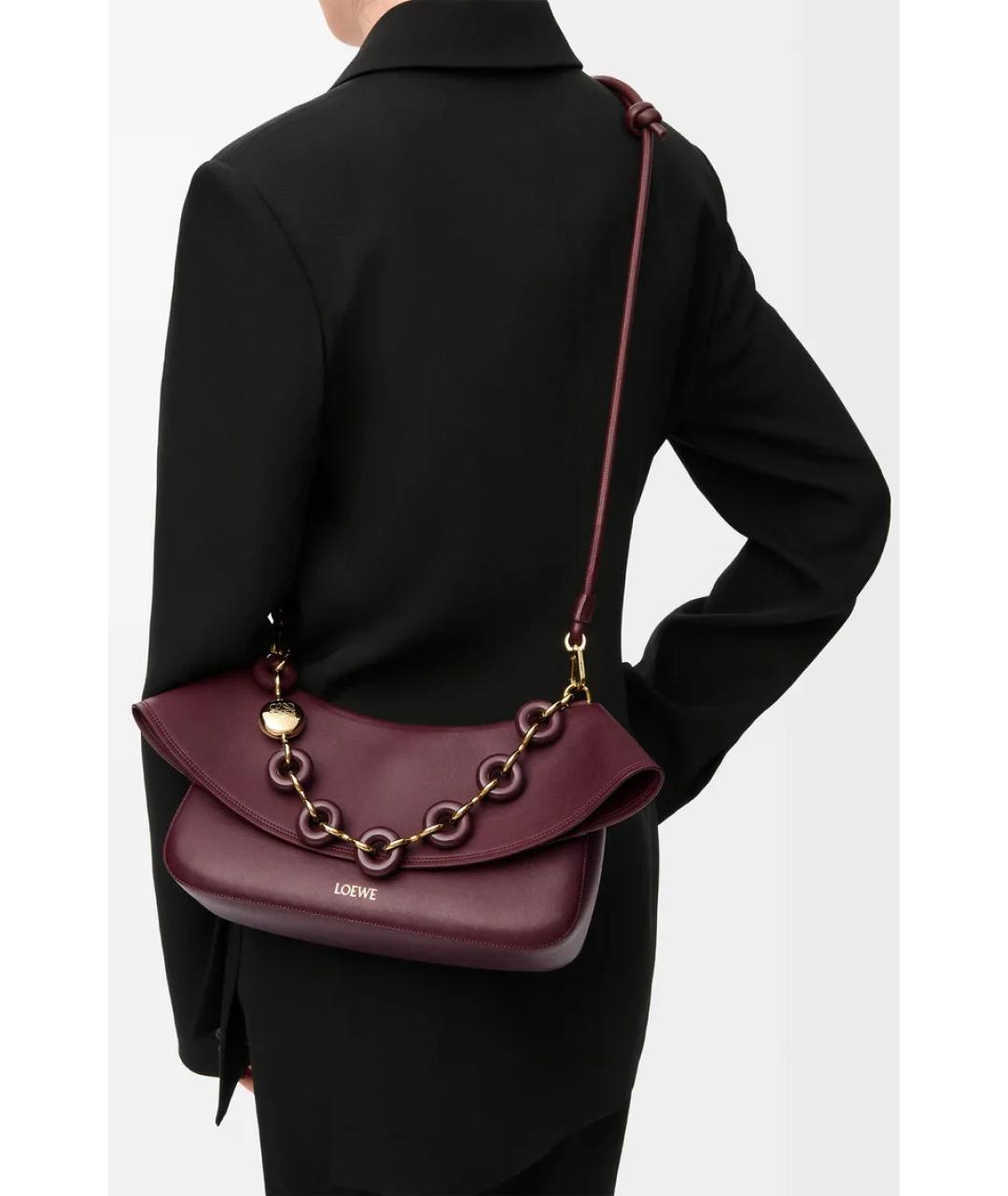 LOEWE Бордовая кожаная сумка через плечо, фото 2