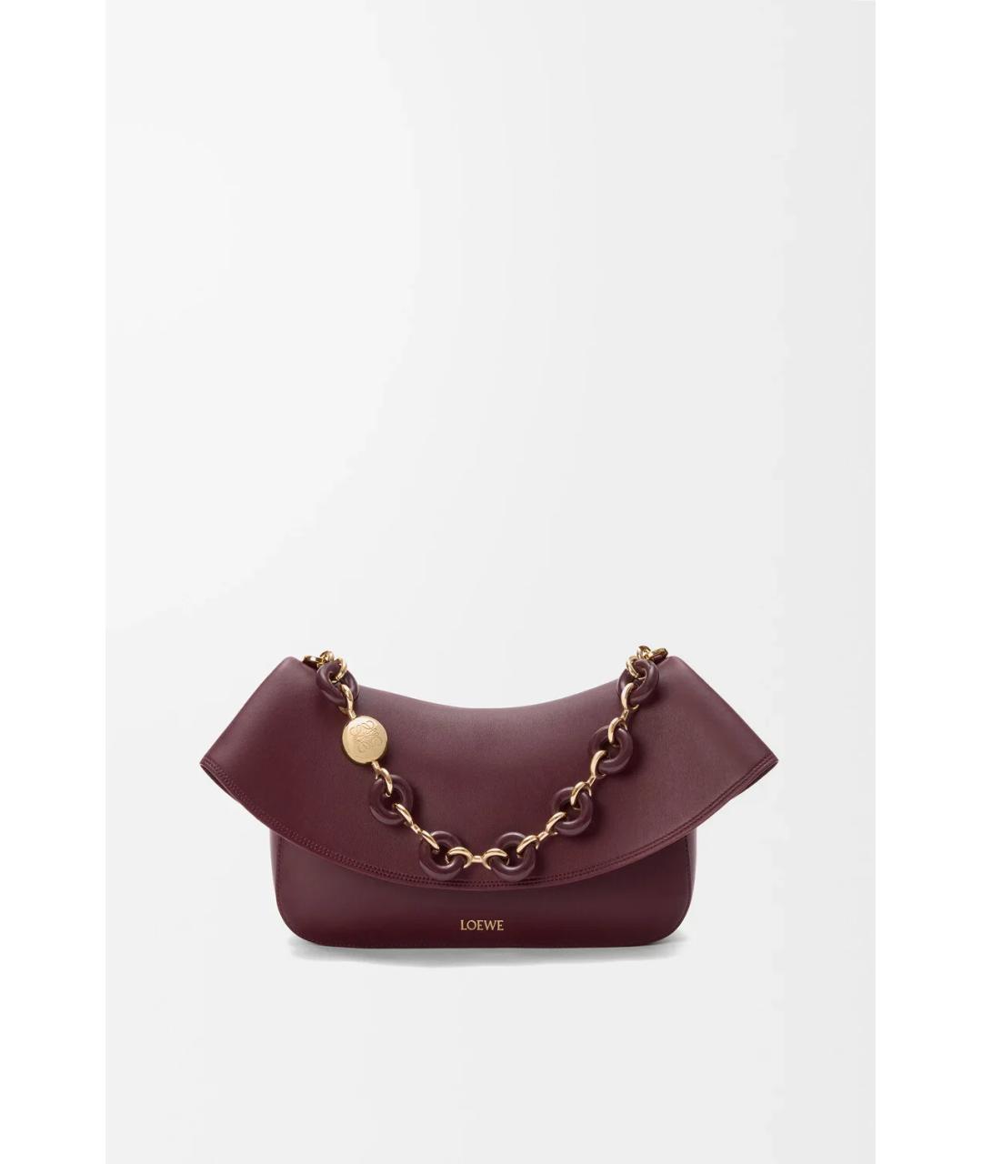 LOEWE Бордовая кожаная сумка через плечо, фото 4