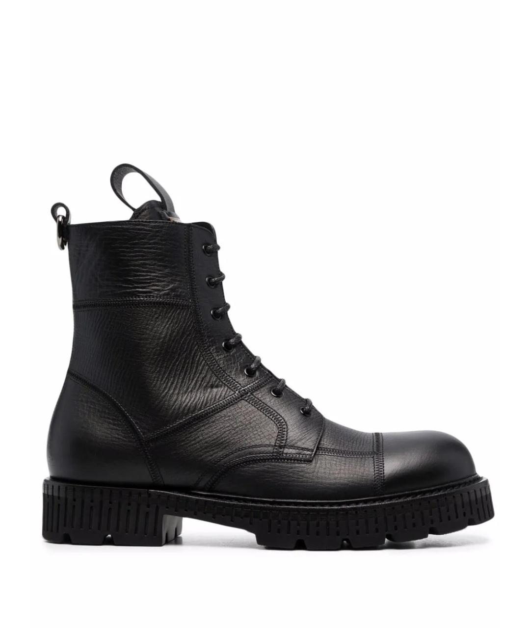 DOLCE&GABBANA Черные кожаные низкие ботинки, фото 2