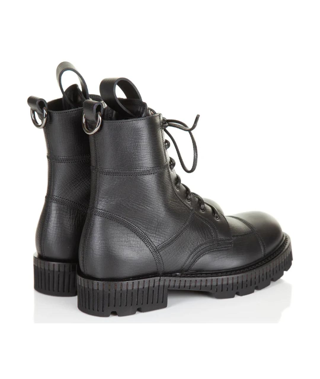 DOLCE&GABBANA Черные кожаные низкие ботинки, фото 1