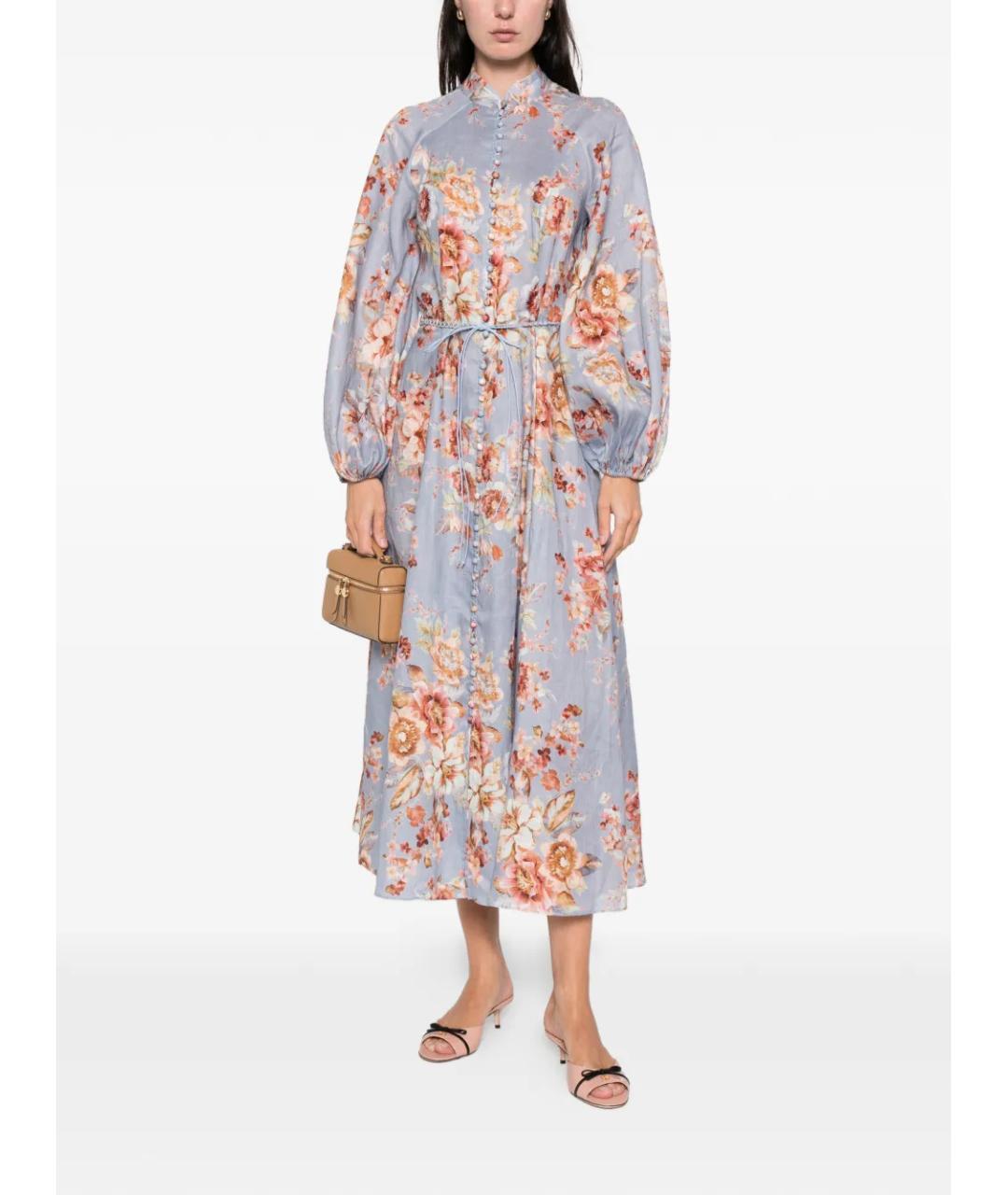 ZIMMERMANN Голубое льняное повседневное платье, фото 3