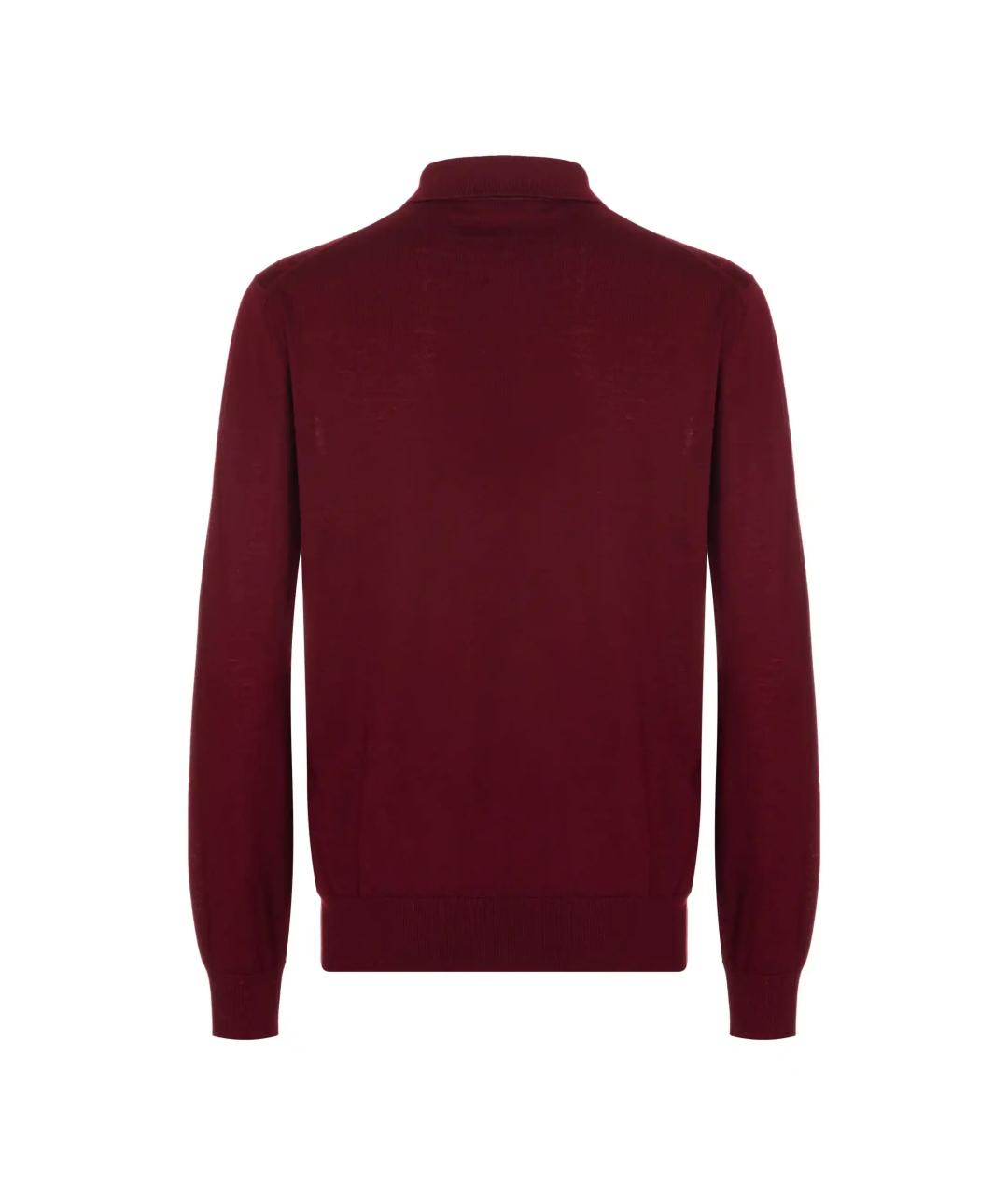 DOLCE&GABBANA Бордовое хлопко-шерстяное поло с длинным рукавом, фото 2