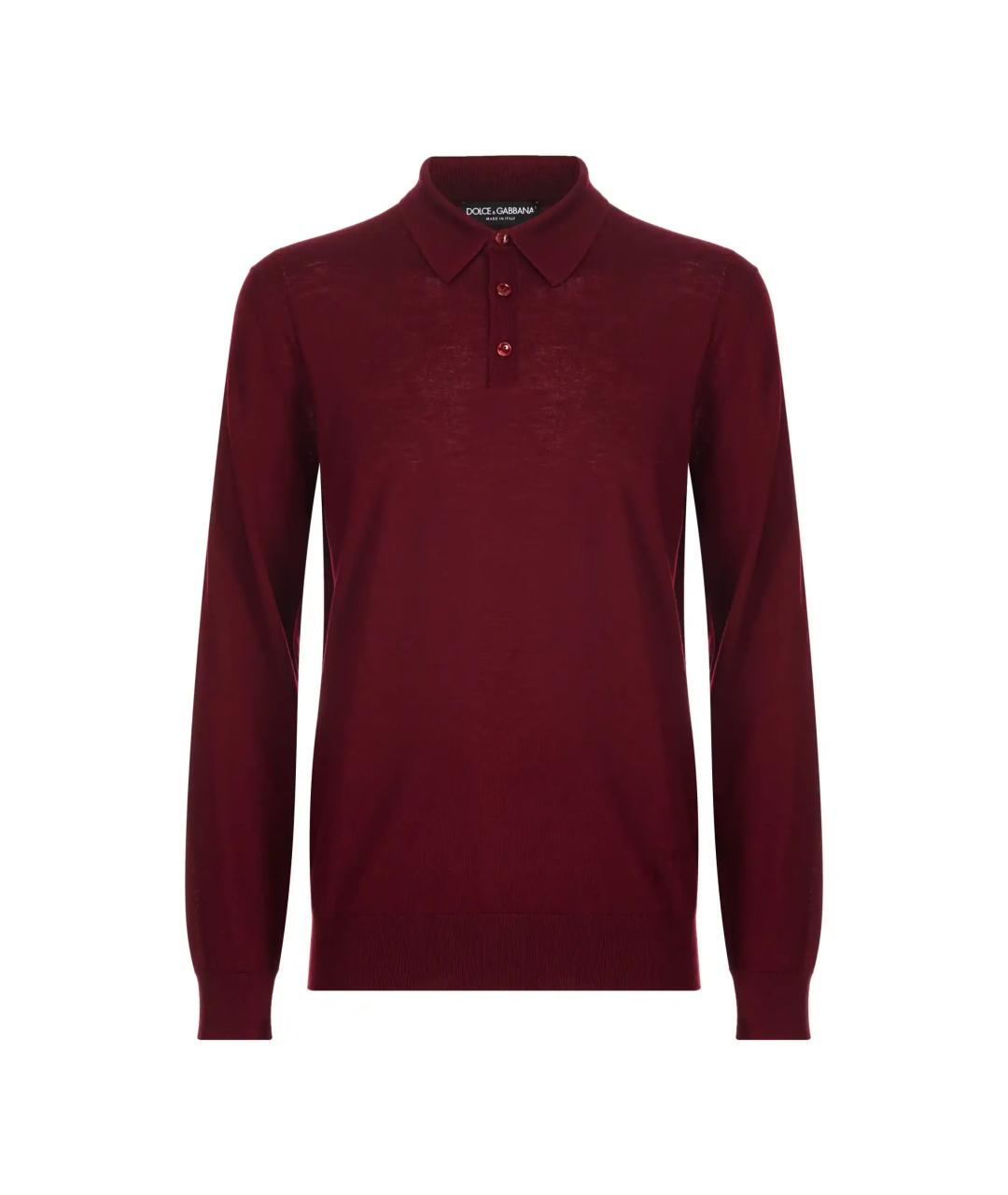 DOLCE&GABBANA Бордовое хлопко-шерстяное поло с длинным рукавом, фото 1