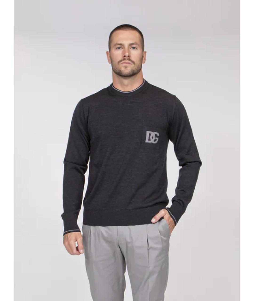 DOLCE&GABBANA Серый шерстяной джемпер / свитер, фото 3