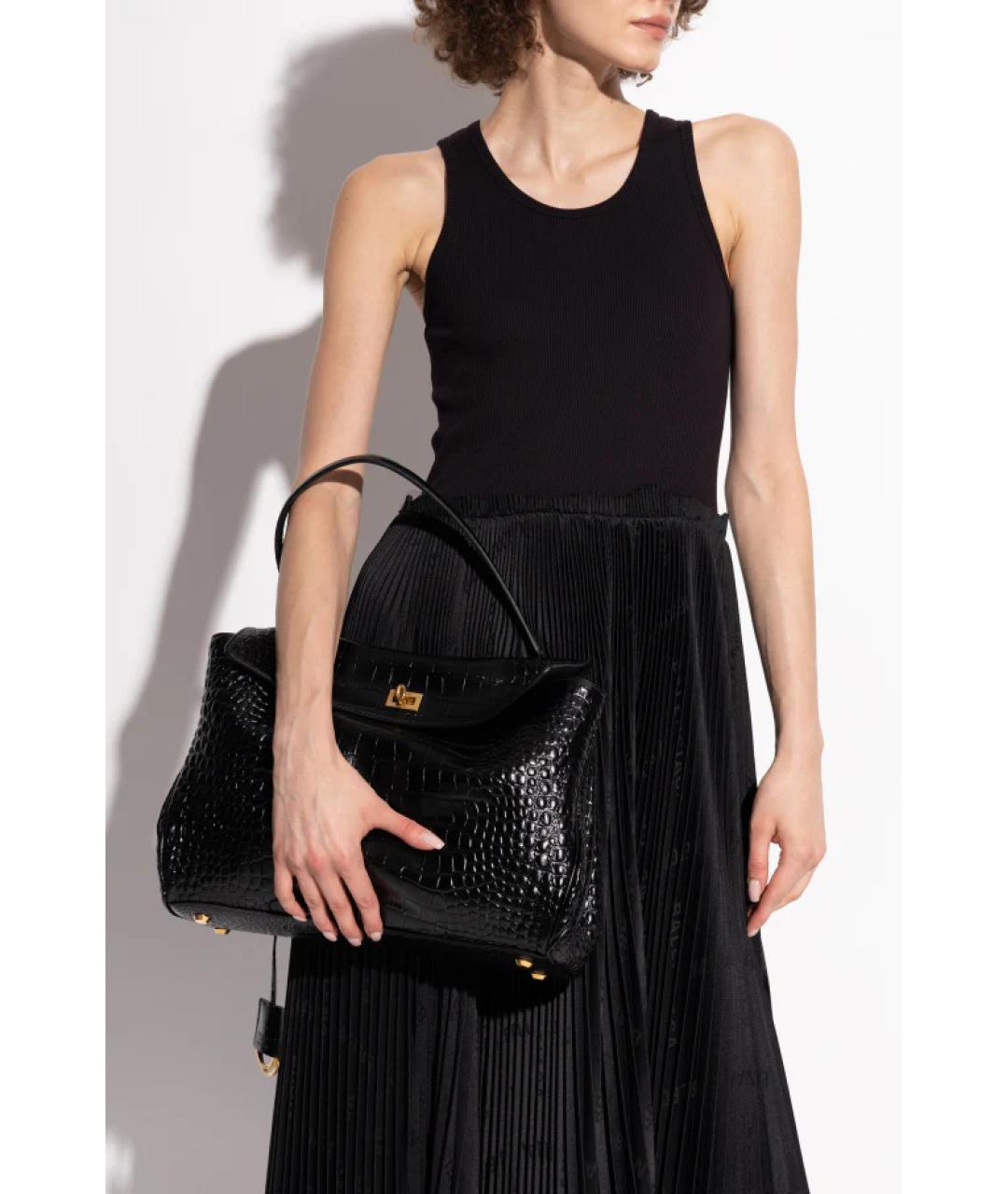 BALENCIAGA Черная кожаная сумка тоут, фото 2