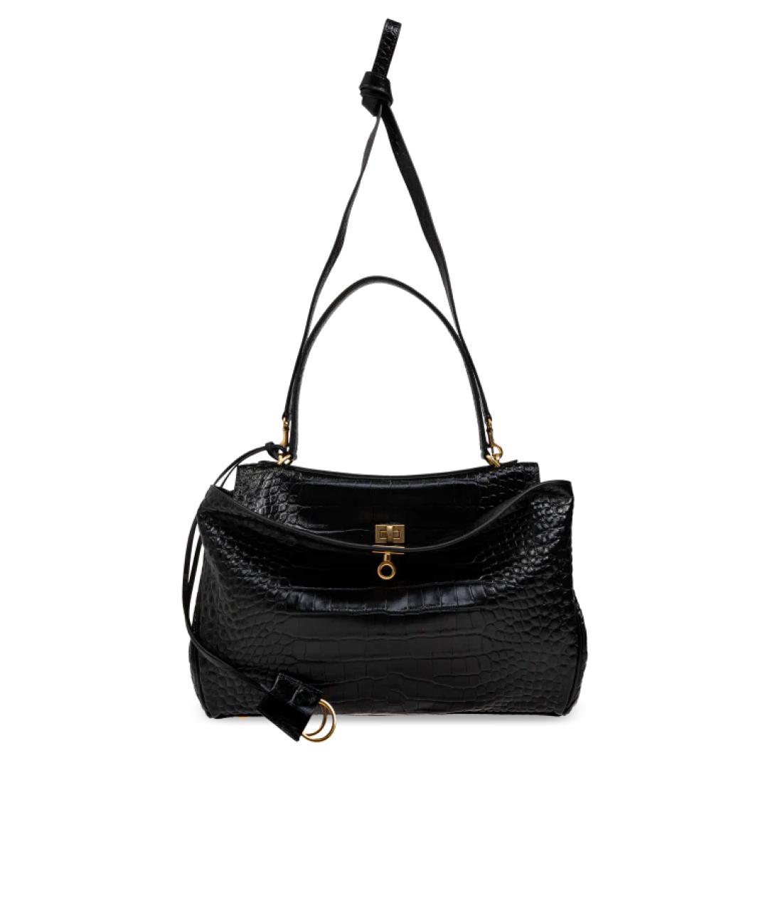 BALENCIAGA Черная кожаная сумка тоут, фото 1