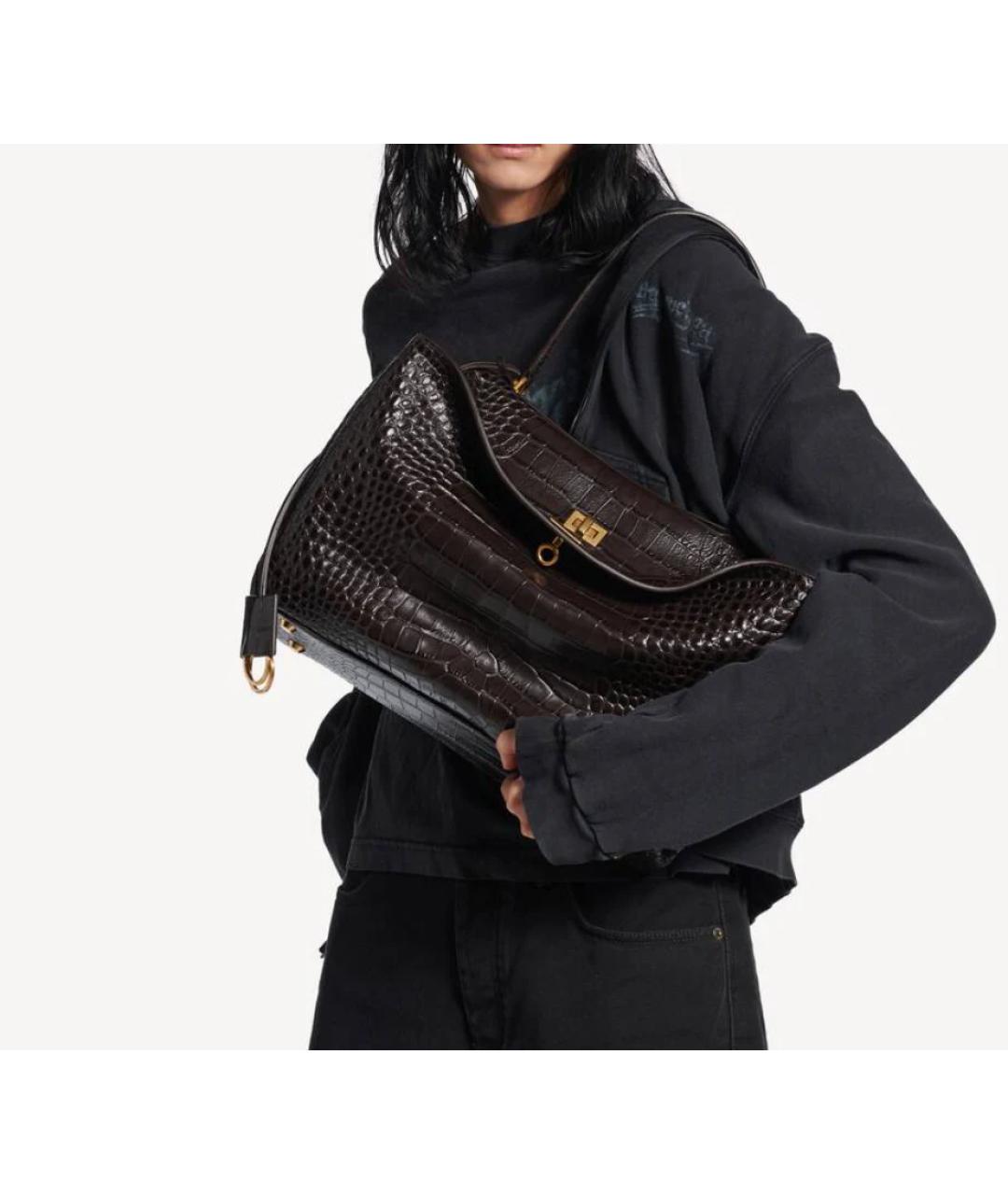 BALENCIAGA Коричневая кожаная сумка тоут, фото 3