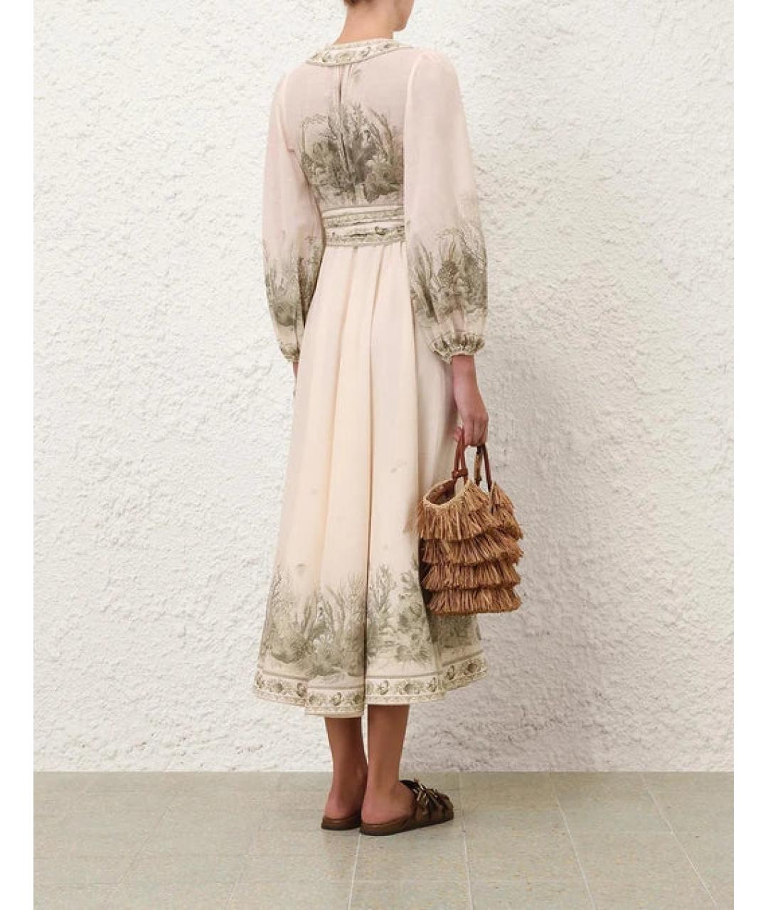 ZIMMERMANN Бежевое хлопковое повседневное платье, фото 3