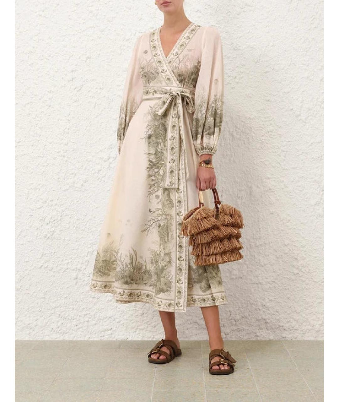 ZIMMERMANN Бежевое хлопковое повседневное платье, фото 2