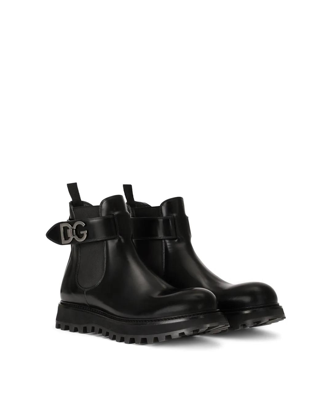 DOLCE&GABBANA Черные кожаные низкие ботинки, фото 2