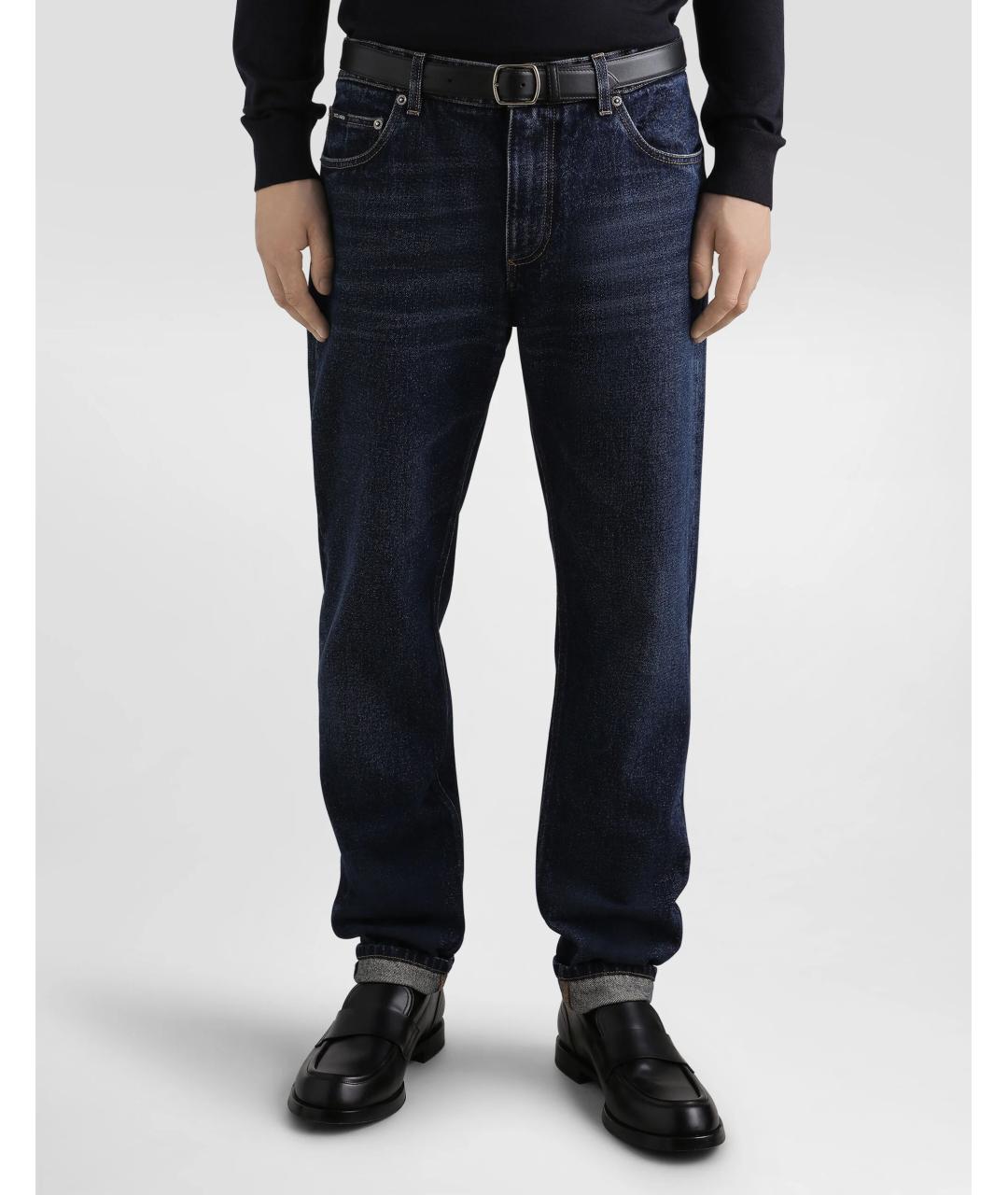 DOLCE&GABBANA Синие хлопковые прямые джинсы, фото 2