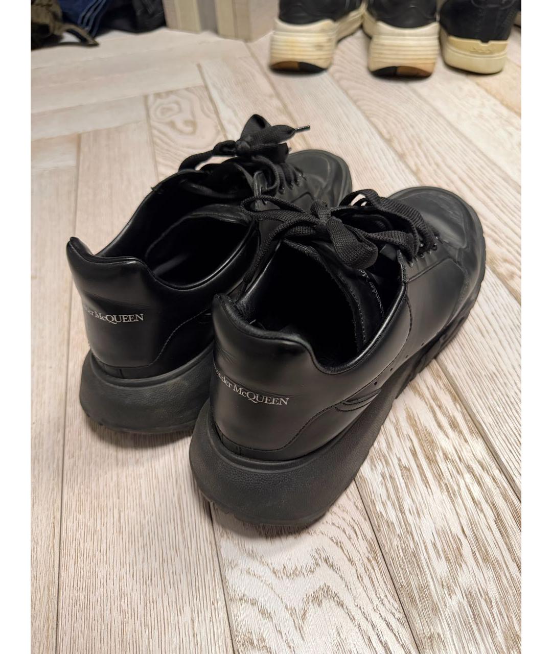 ALEXANDER MCQUEEN Черные кожаные низкие кроссовки / кеды, фото 4
