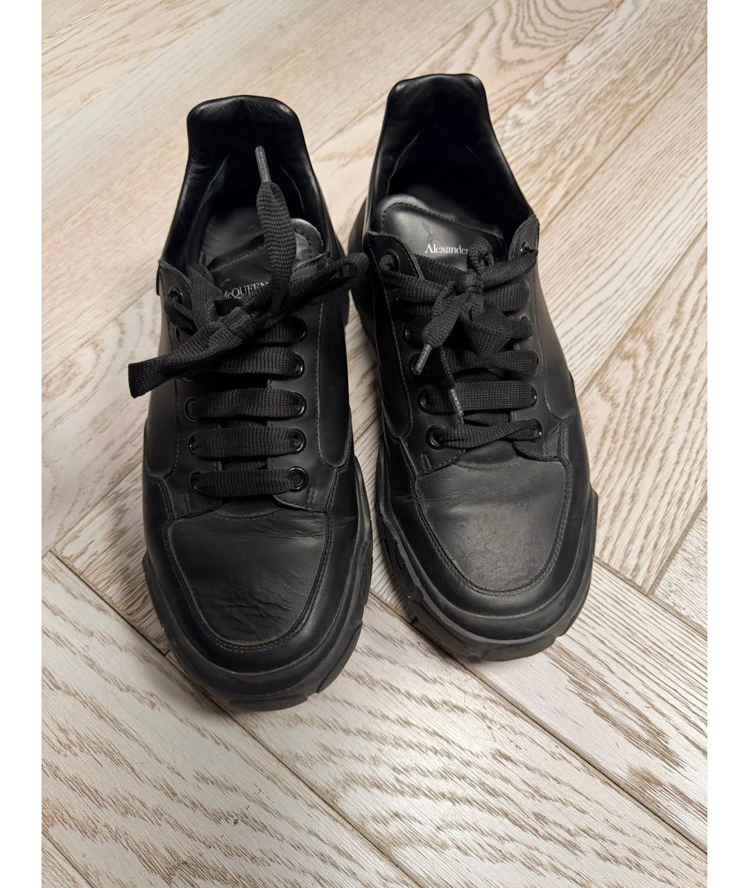 ALEXANDER MCQUEEN Черные кожаные низкие кроссовки / кеды, фото 2