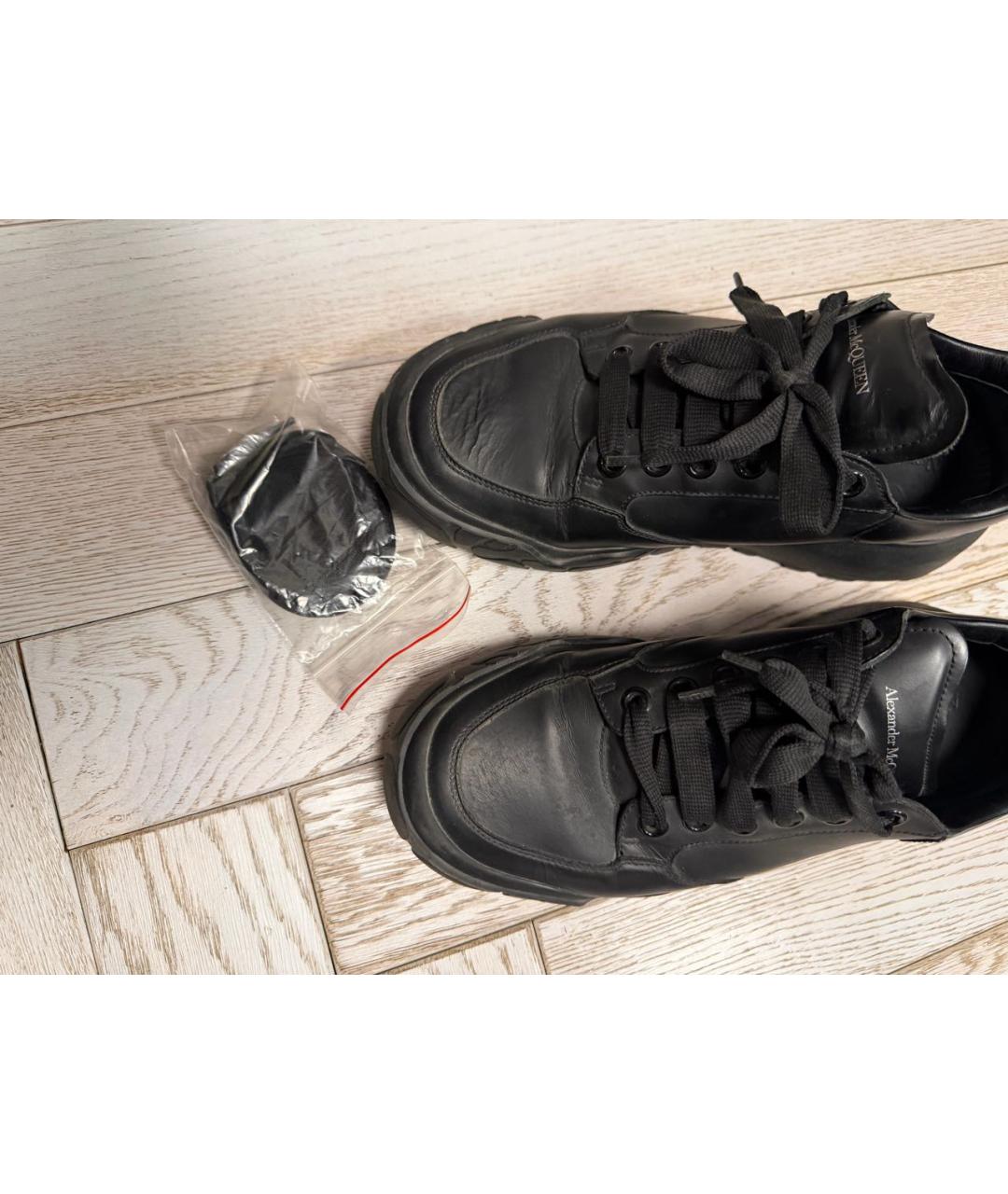 ALEXANDER MCQUEEN Черные кожаные низкие кроссовки / кеды, фото 5