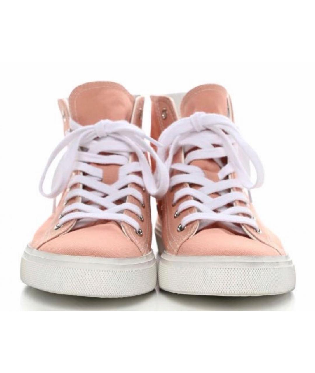 SAINT LAURENT Коралловые текстильные кеды, фото 2