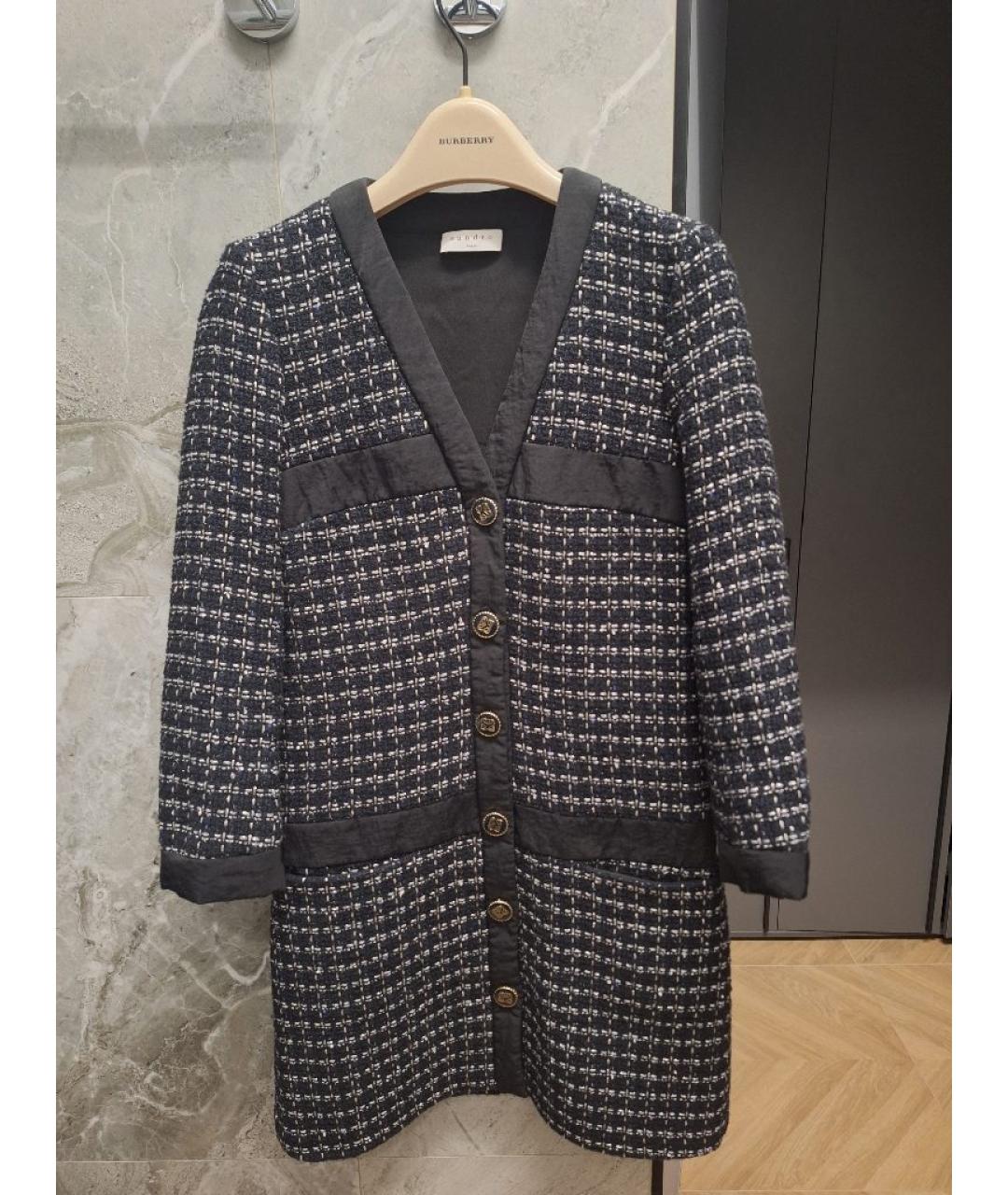 SANDRO Черное твидовое повседневное платье, фото 6