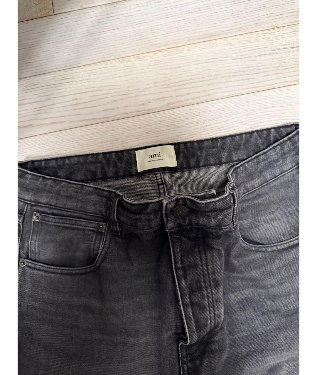 Ami Paris Серые хлопковые прямые джинсы, фото 3