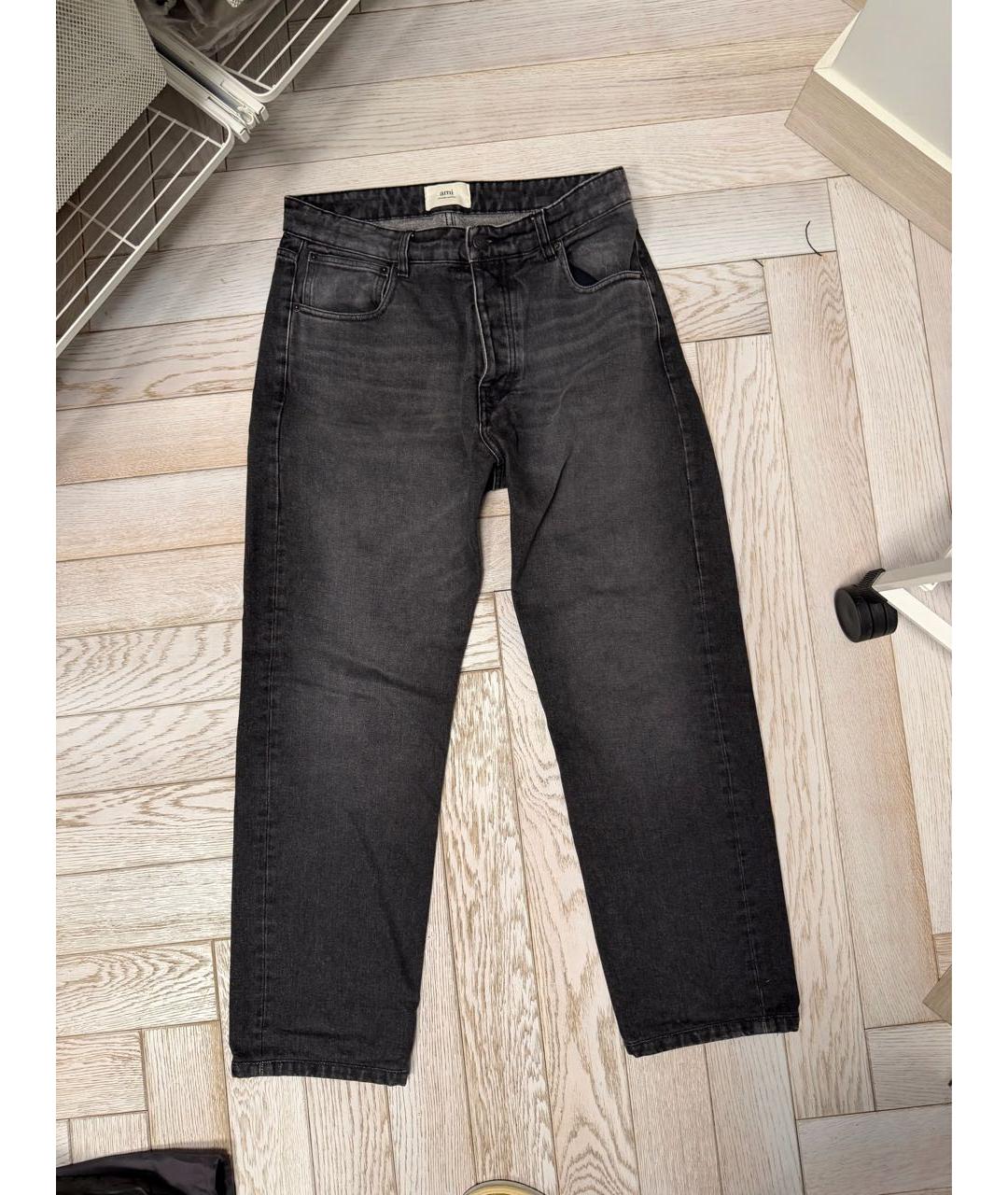 Ami Paris Серые хлопковые прямые джинсы, фото 5