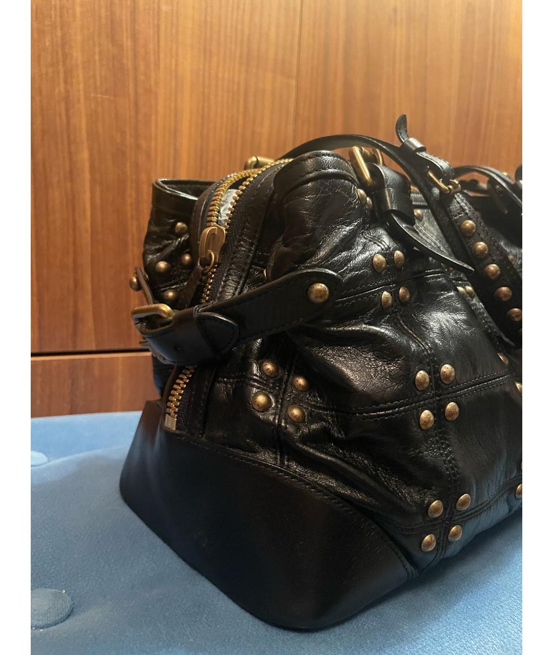 LOUIS VUITTON Черная кожаная сумка с короткими ручками, фото 2