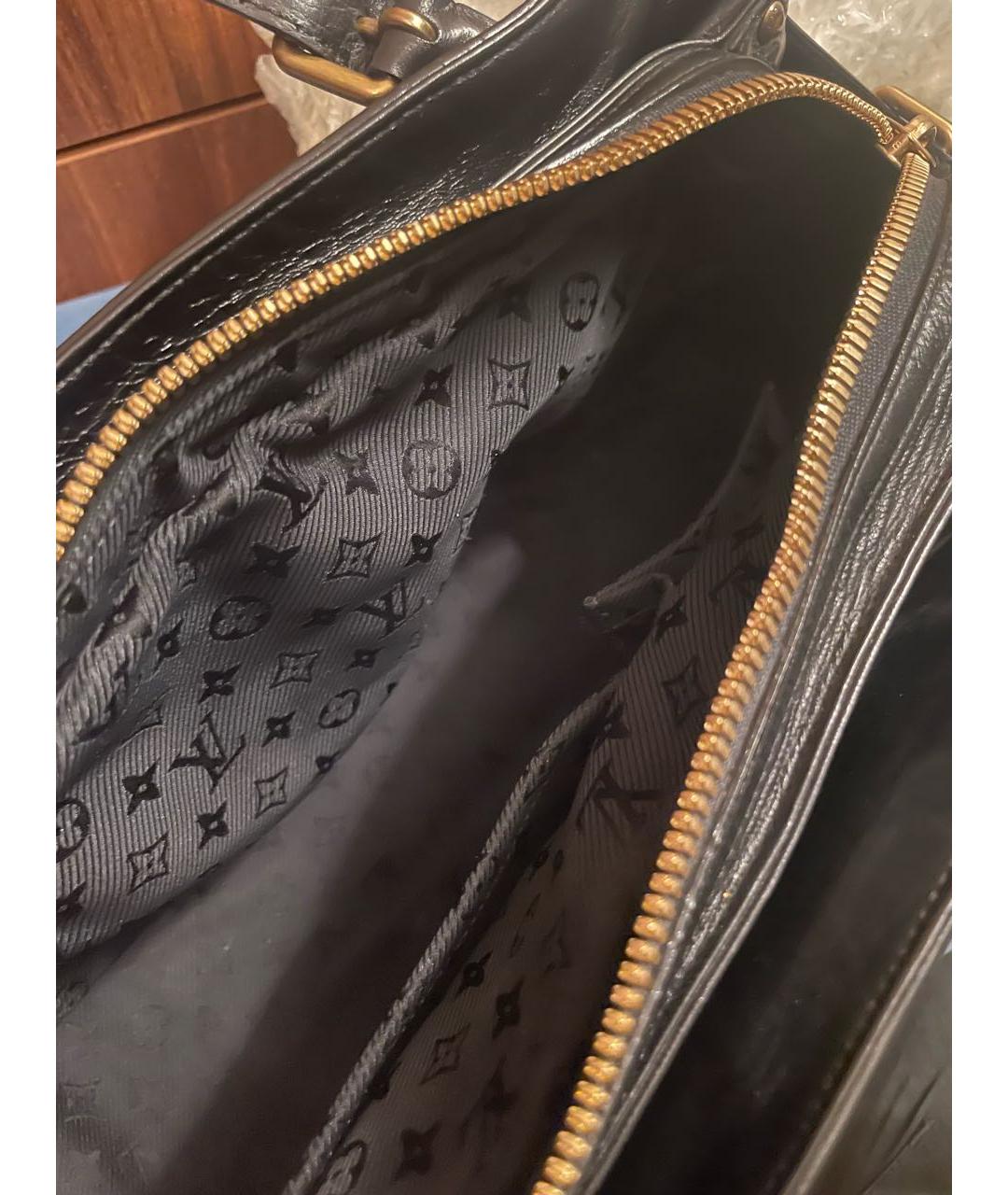 LOUIS VUITTON Черная кожаная сумка с короткими ручками, фото 5