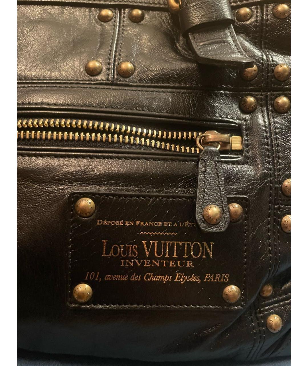 LOUIS VUITTON Черная кожаная сумка с короткими ручками, фото 6