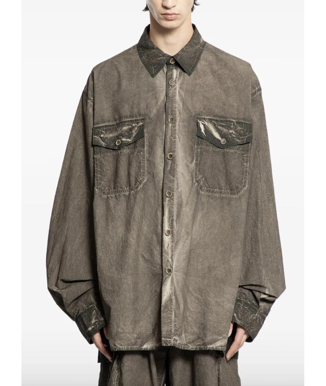 UMA WANG Серая хлопковая кэжуал рубашка, фото 3