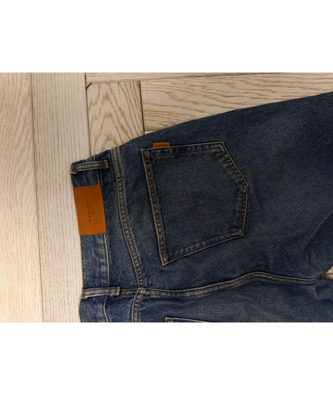 SANDRO Синие хлопковые прямые джинсы, фото 4