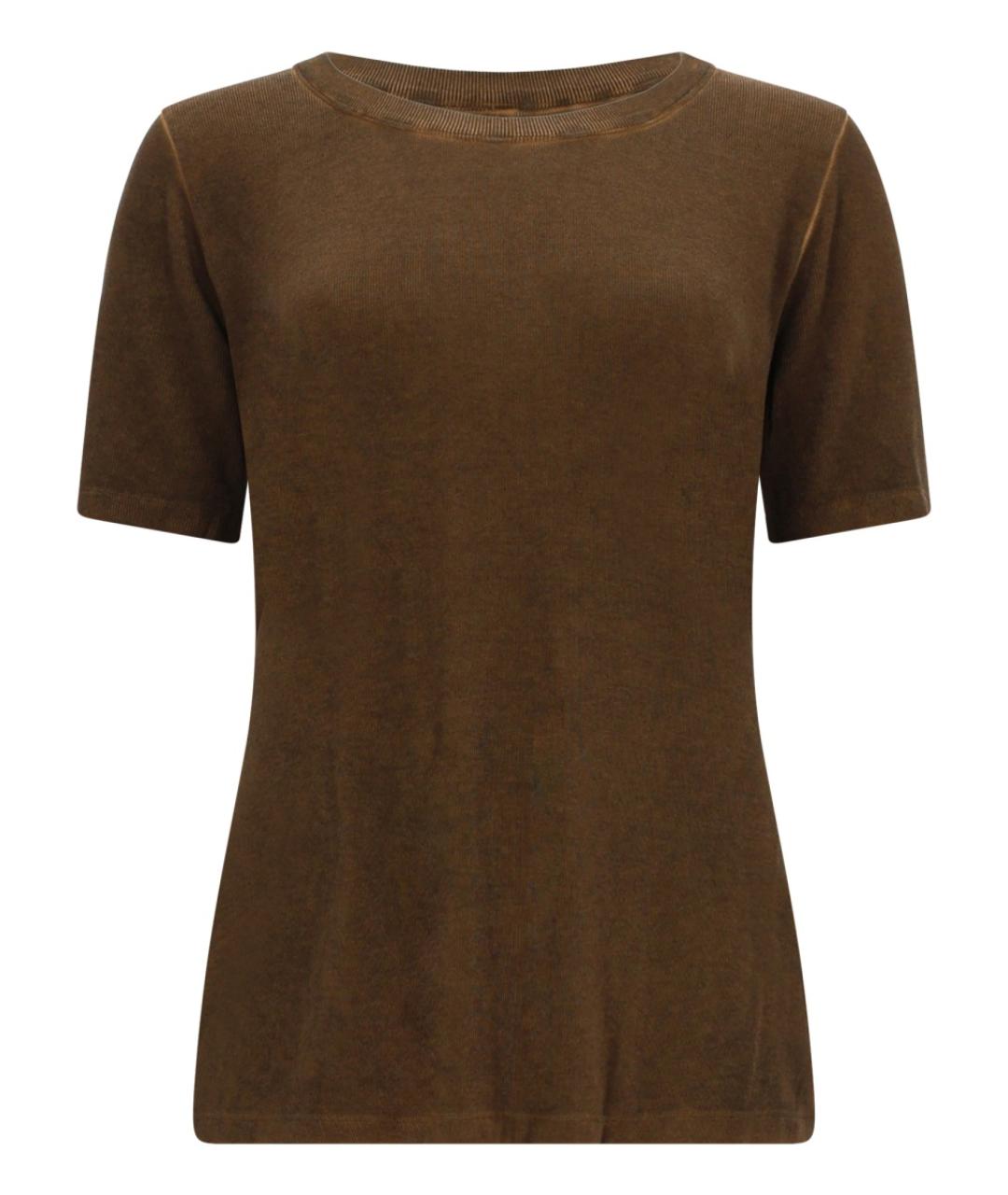 UMA WANG Коричневая вискозная футболка, фото 1