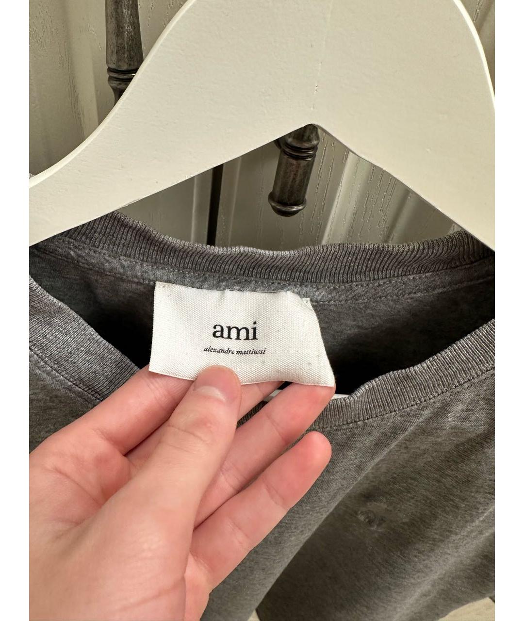 Ami Paris Серая хлопковая футболка, фото 3