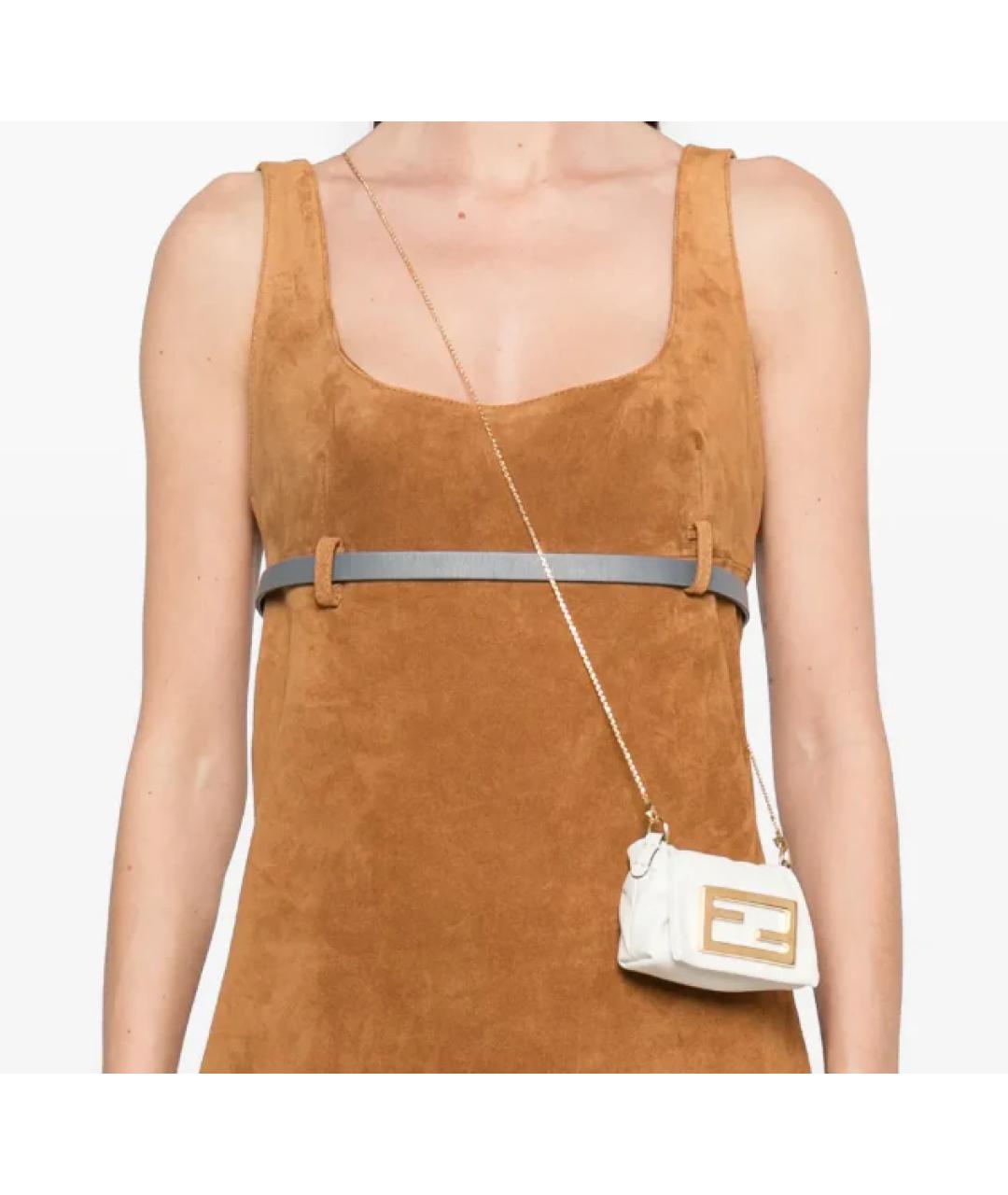 FENDI Белая кожаная сумка через плечо, фото 3