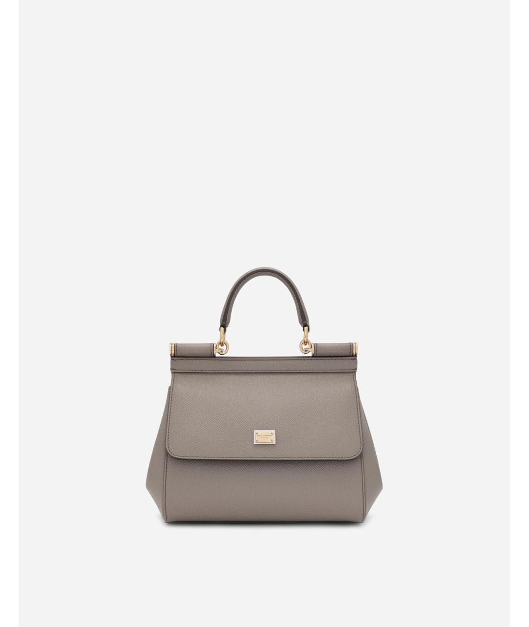 DOLCE&GABBANA Серая кожаная сумка с короткими ручками, фото 4