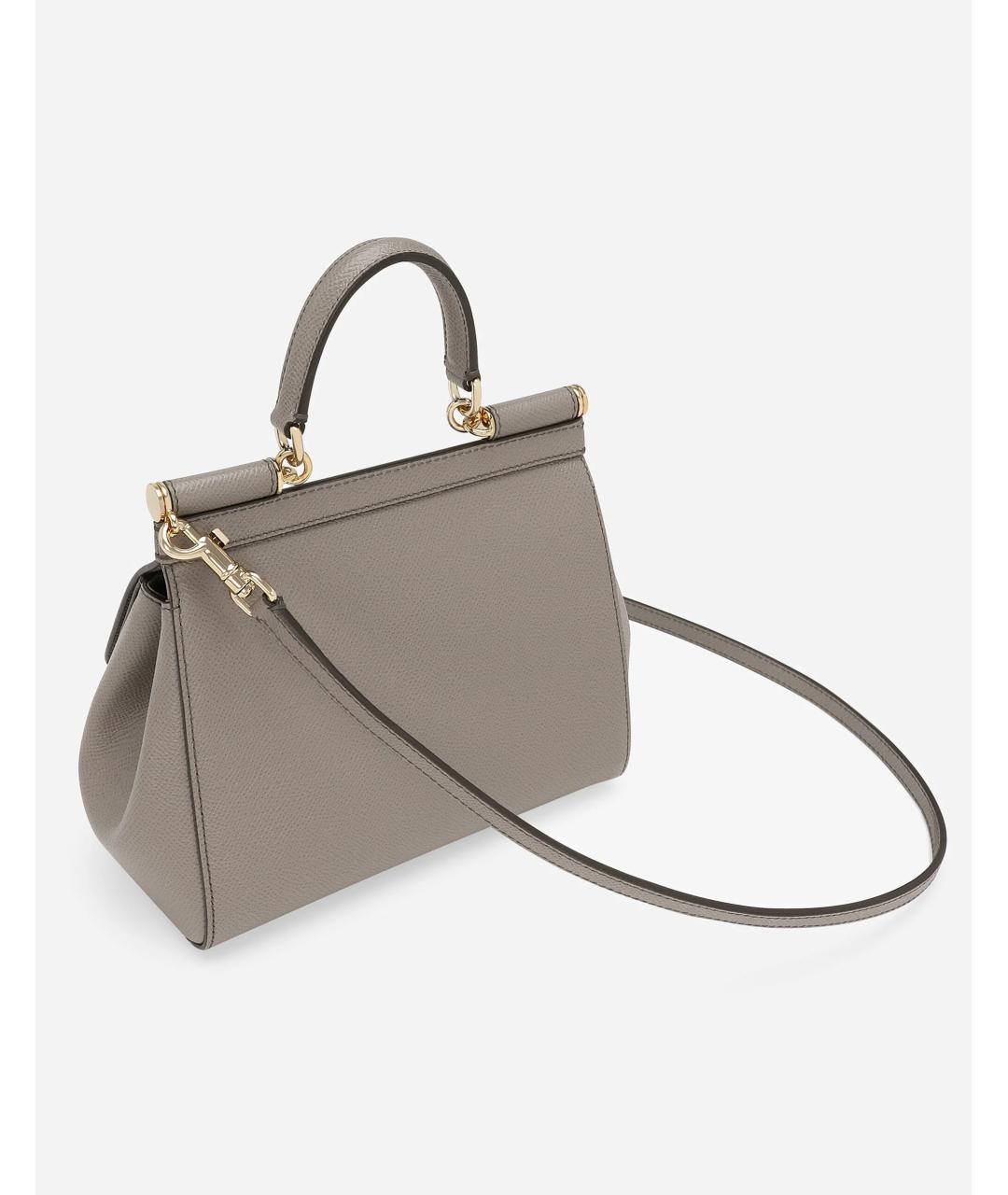 DOLCE&GABBANA Серая кожаная сумка с короткими ручками, фото 3